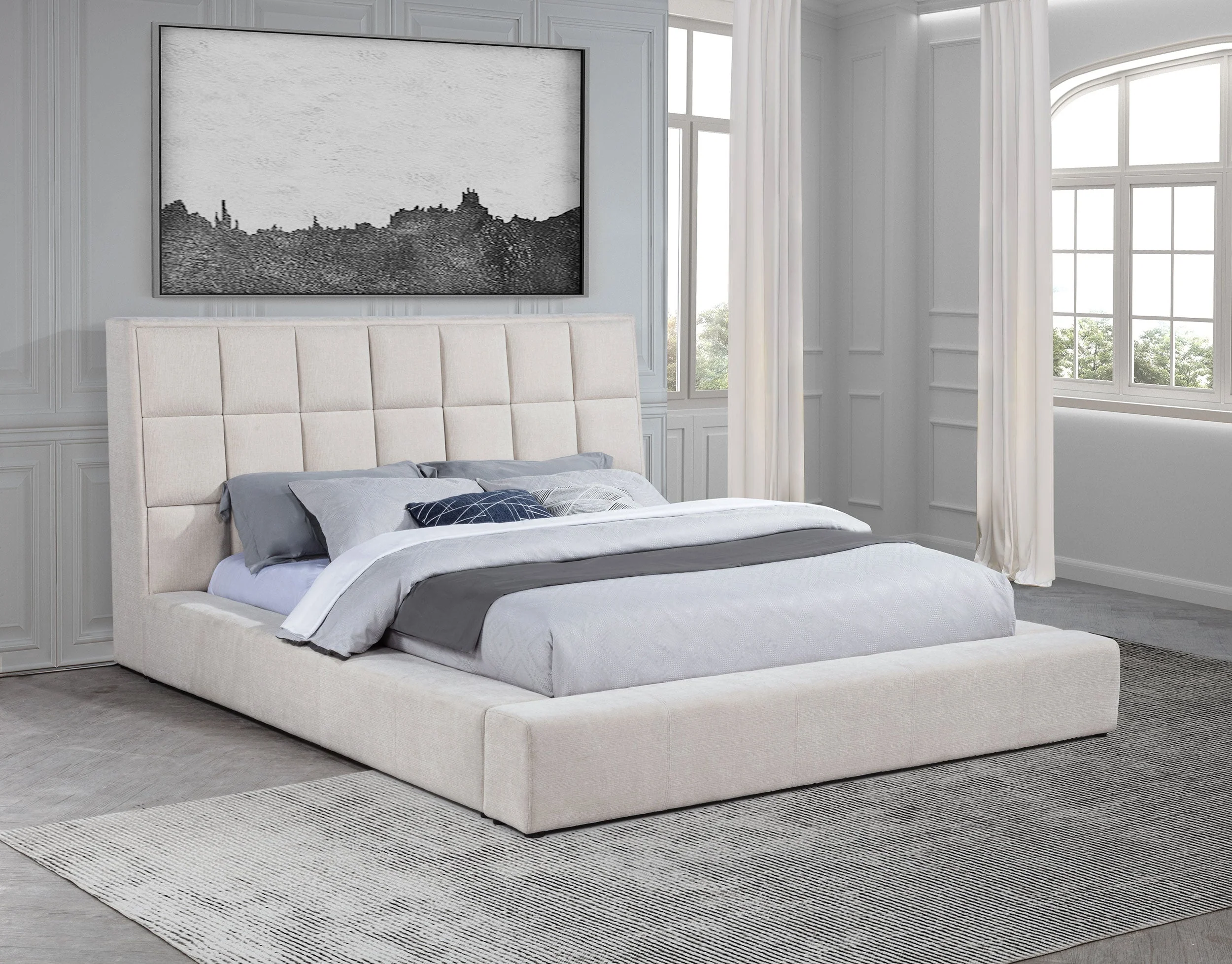 Dreux Upholstered Panel Platform Bed - Image 15