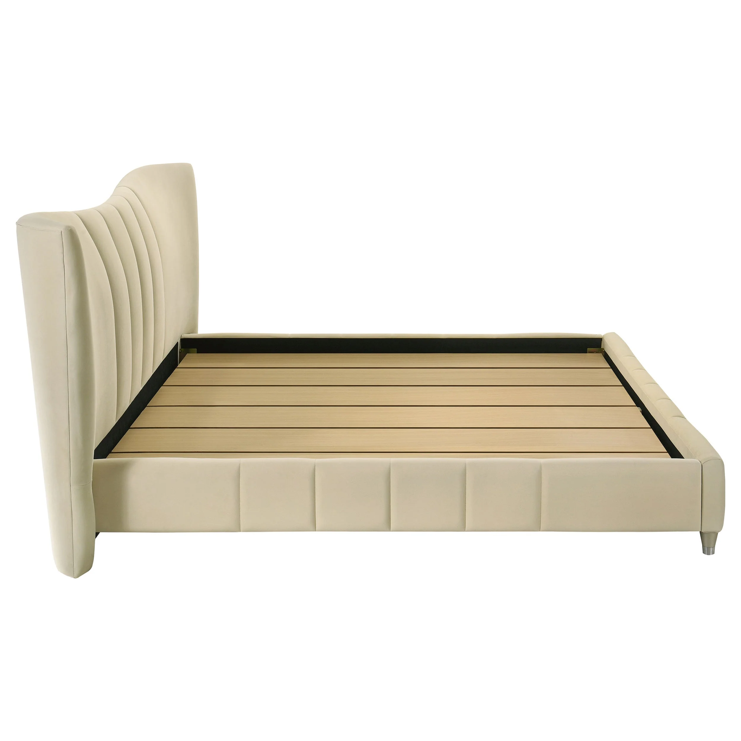 Evelyn Upholstered Panel Platform Bed Ivory - Image 16
