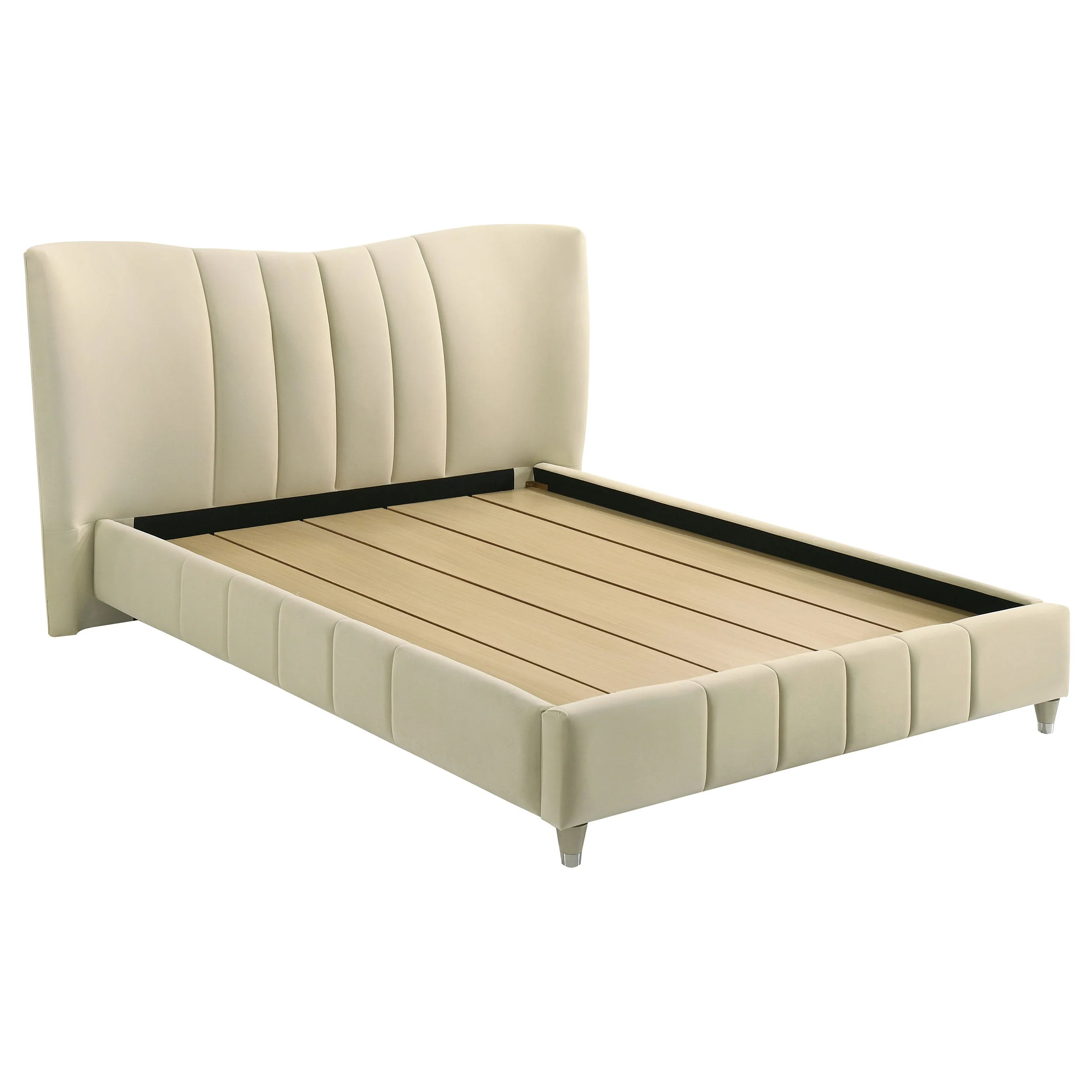 Evelyn Upholstered Panel Platform Bed Ivory - Image 3