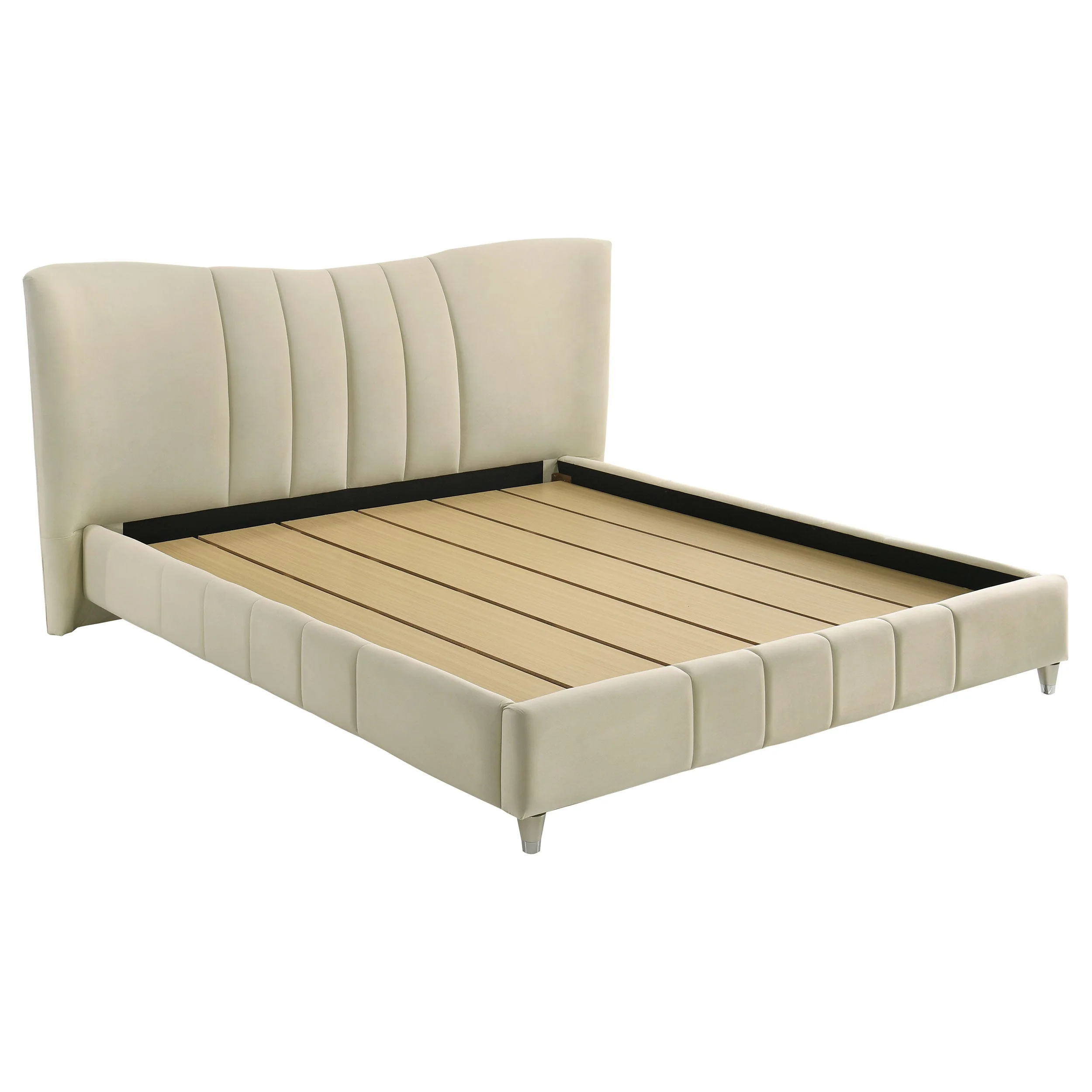 Evelyn Upholstered Panel Platform Bed Ivory - Image 4