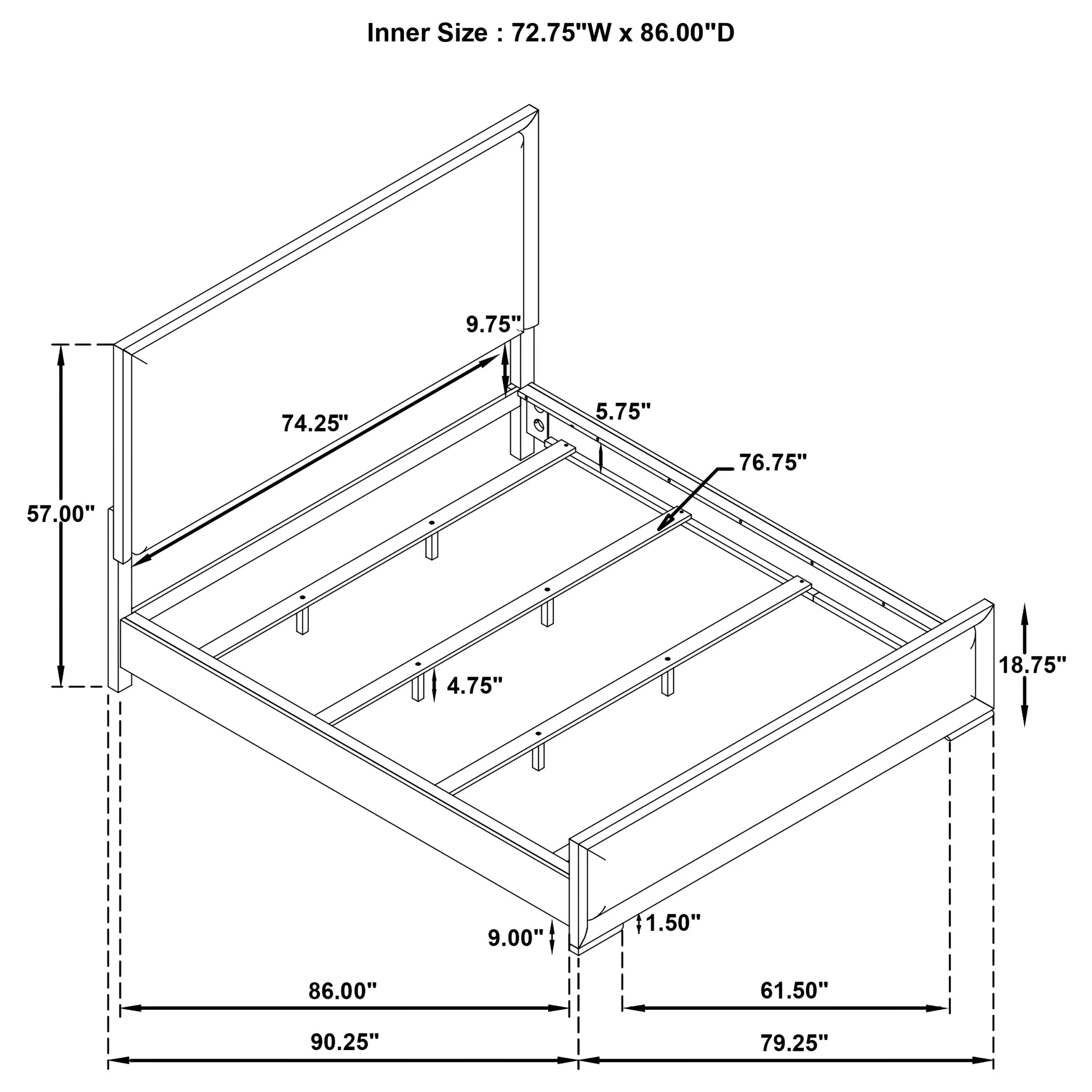 Gracemont 57-inch Panel Bed Grey and - Image 36