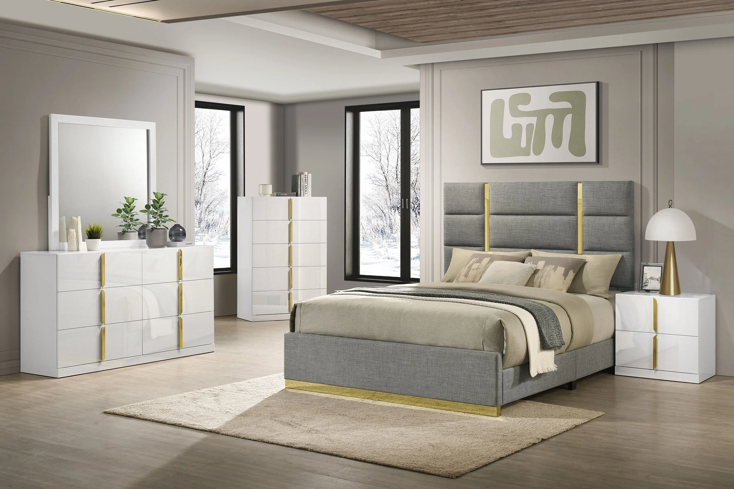 Ines 52-inch Fabric Upholstered Panel Bed - Image 42