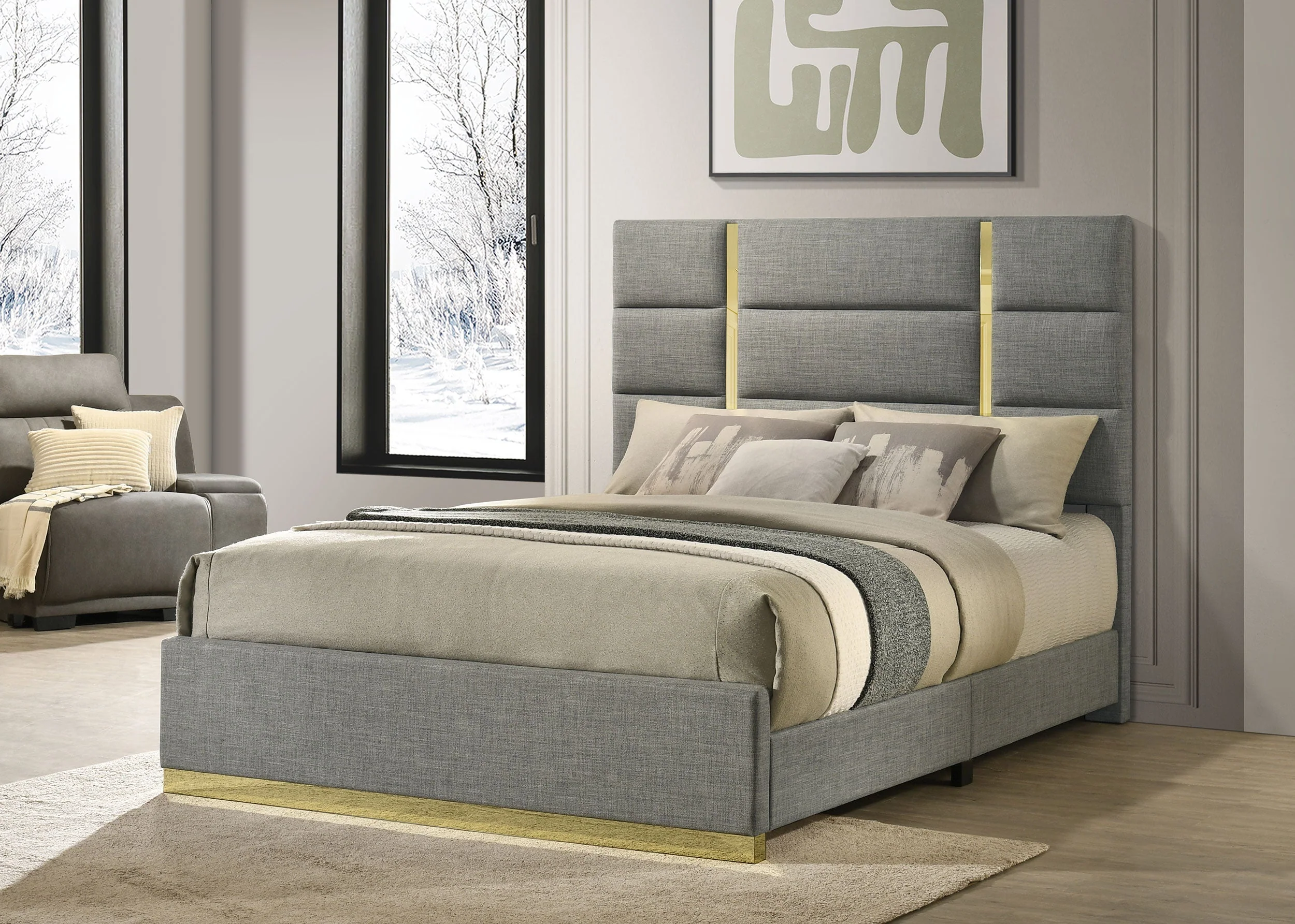 Ines 52-inch Fabric Upholstered Panel Bed - Image 9