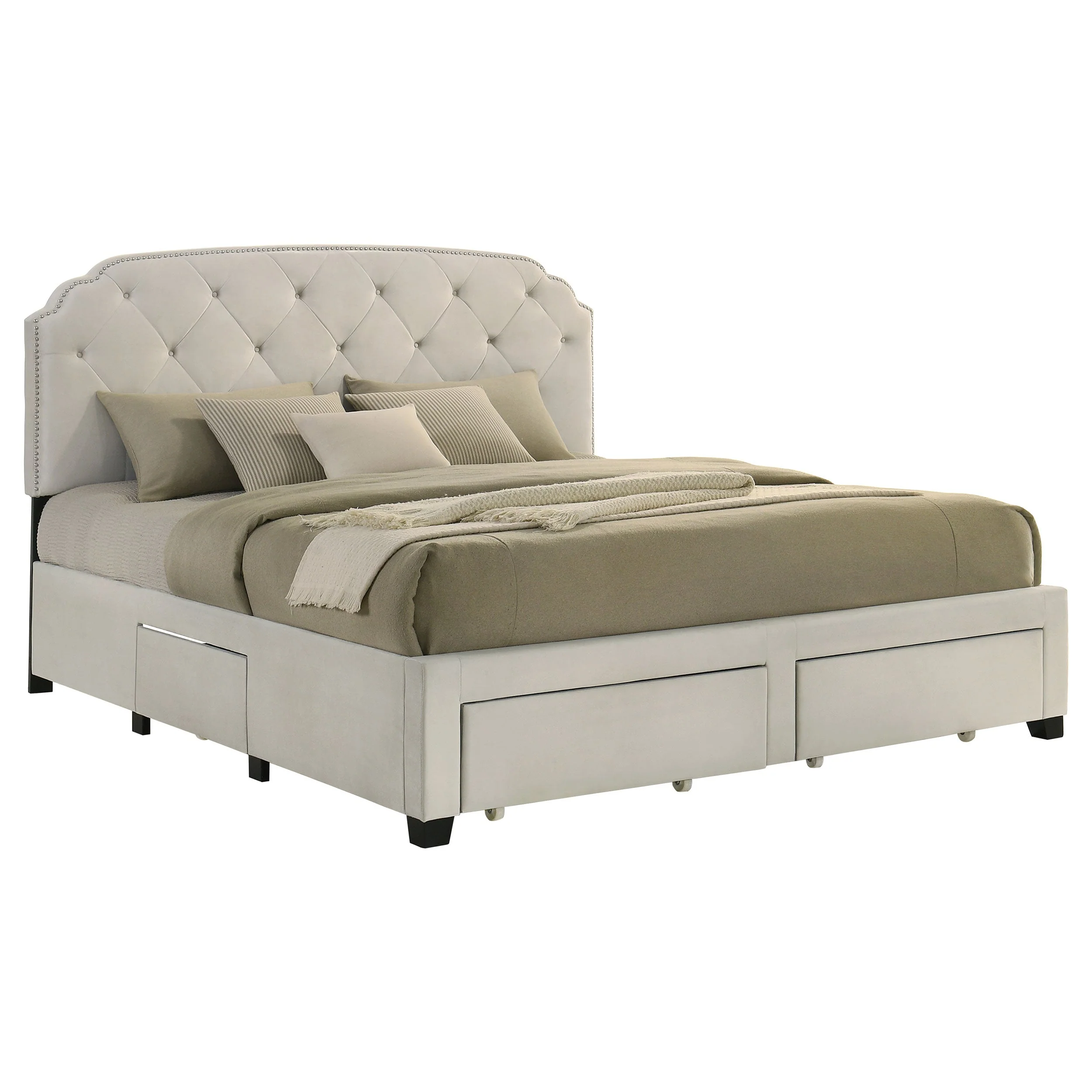 Marianna 4-drawer Upholstered Storage Bed Cream - Image 17