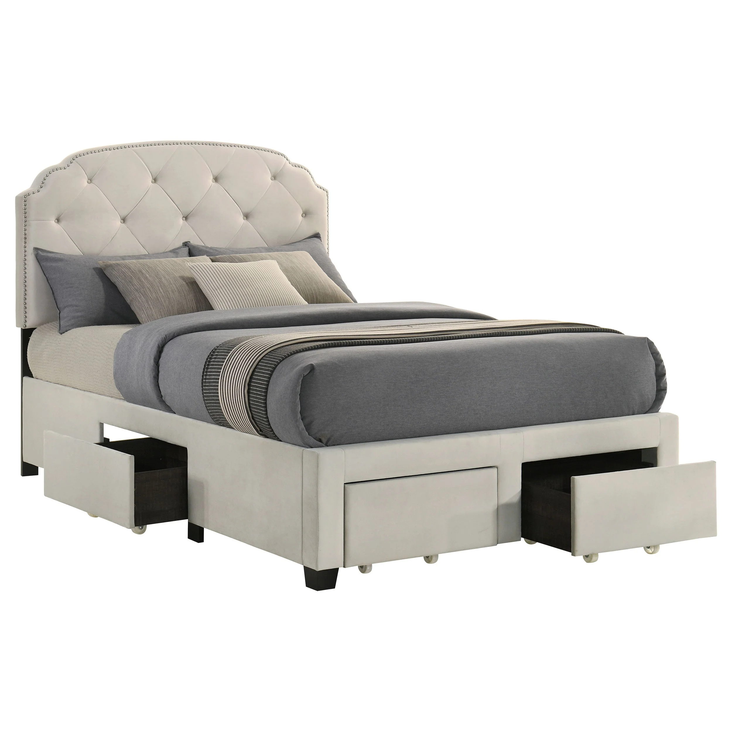 Marianna 4-drawer Upholstered Storage Bed Cream - Image 21