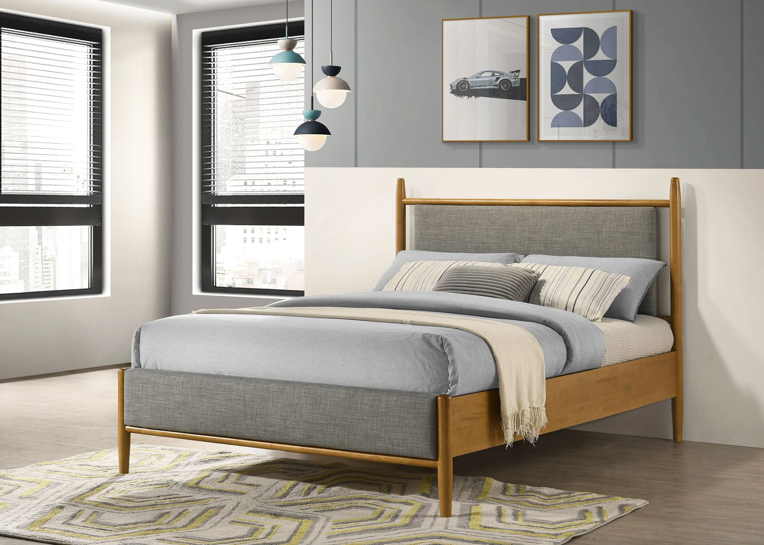 Mason 46-inch Panel Platform Bed Grey and Light Brown - Image 11