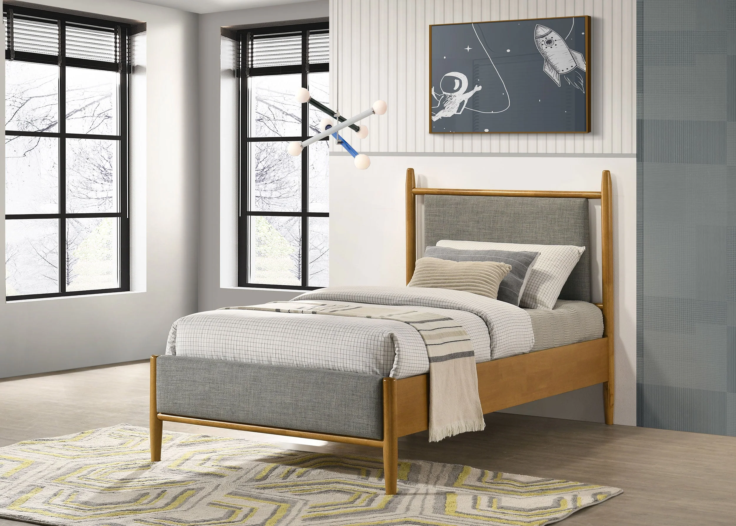 Mason 46-inch Panel Platform Bed Grey and Light Brown - Image 12