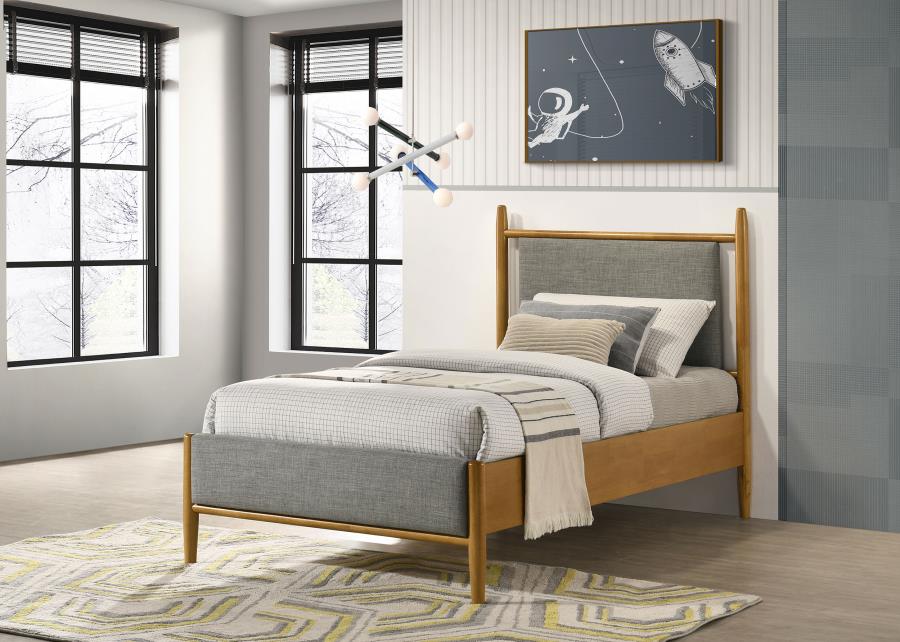 Mason 46-inch Panel Platform Bed Grey and Light Brown - Image 3