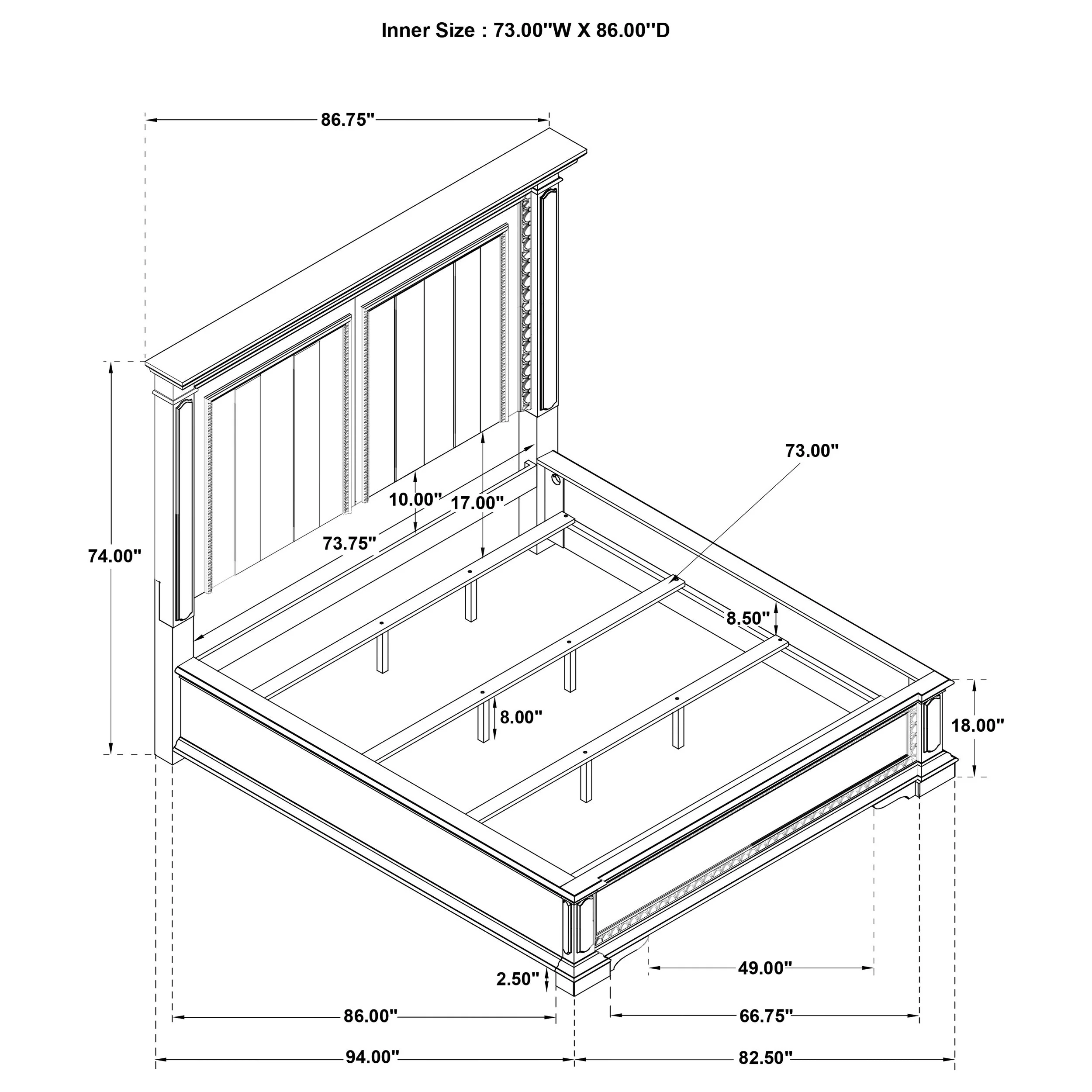 McKinney LED Light Panel Bed Vintage - Image 36