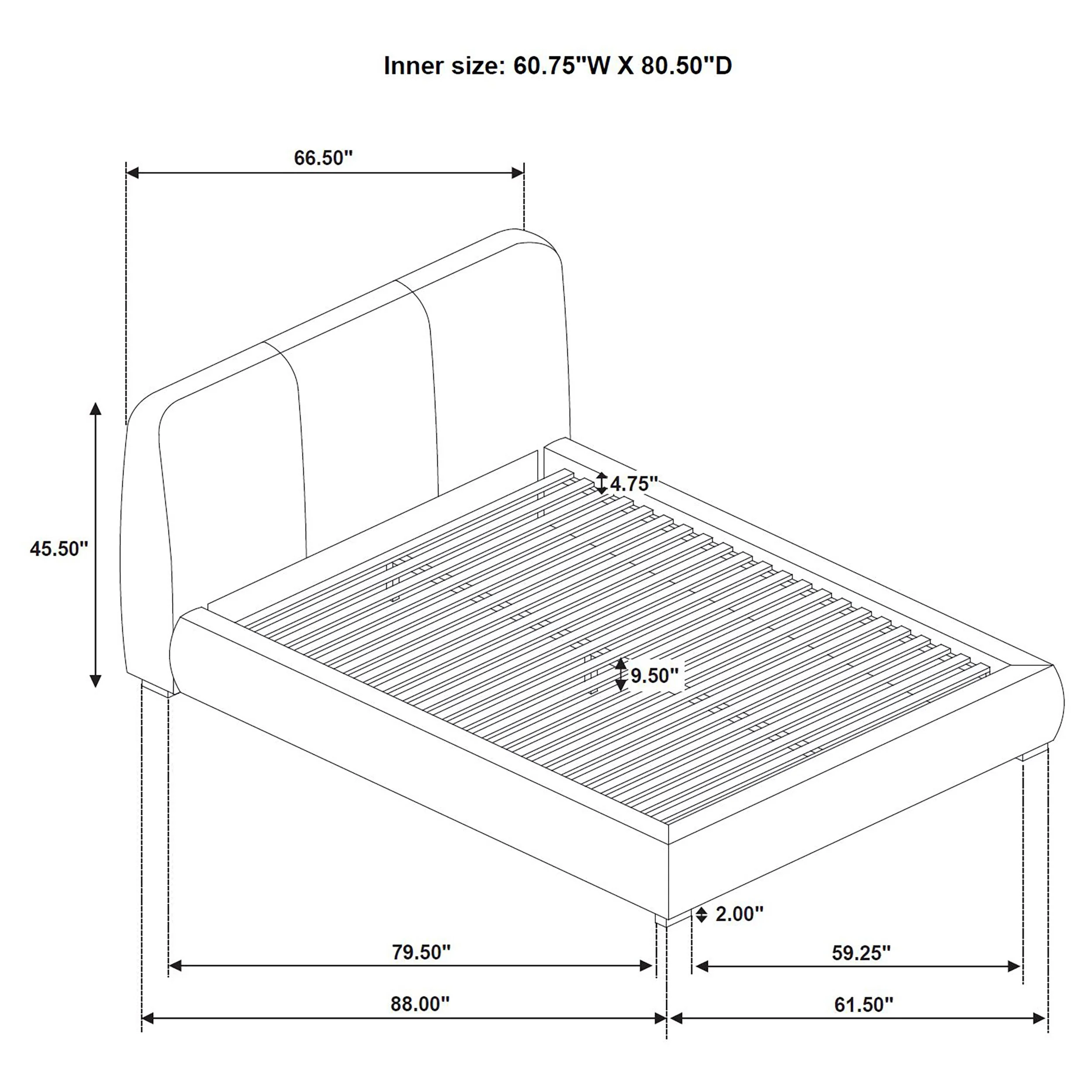 Mokena 46-inch Upholstered Platform Bed - Image 52