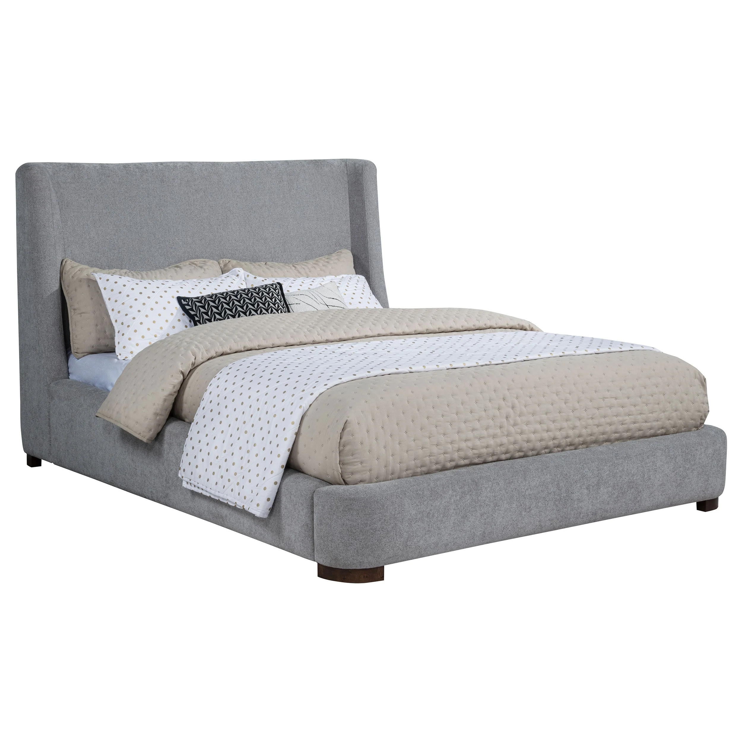 Rennes Upholstered Wingback Platform Bed Grey - Image 7