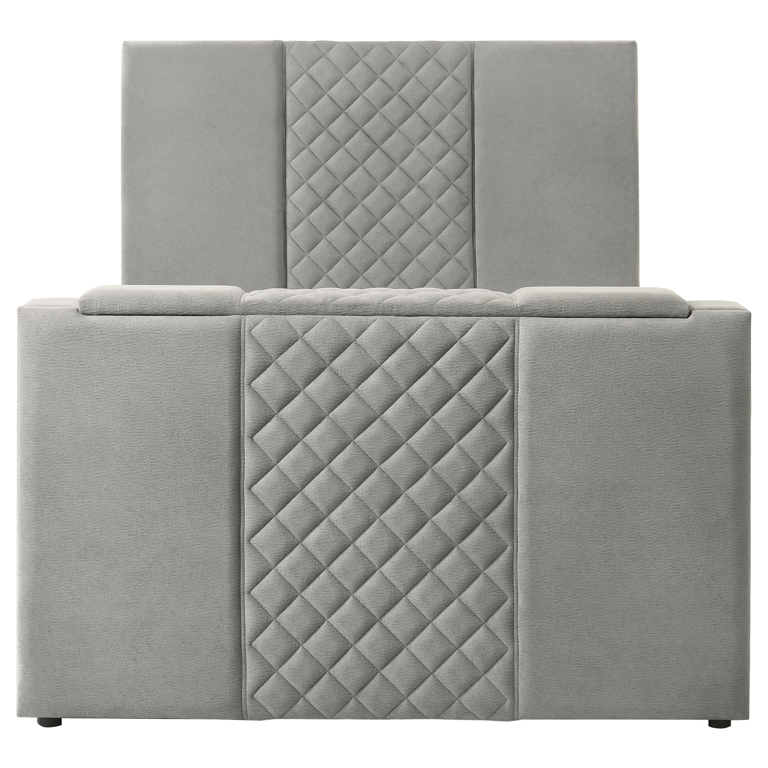 Tara 61-inch Upholstered Panel TV Bed Grey - Image 13