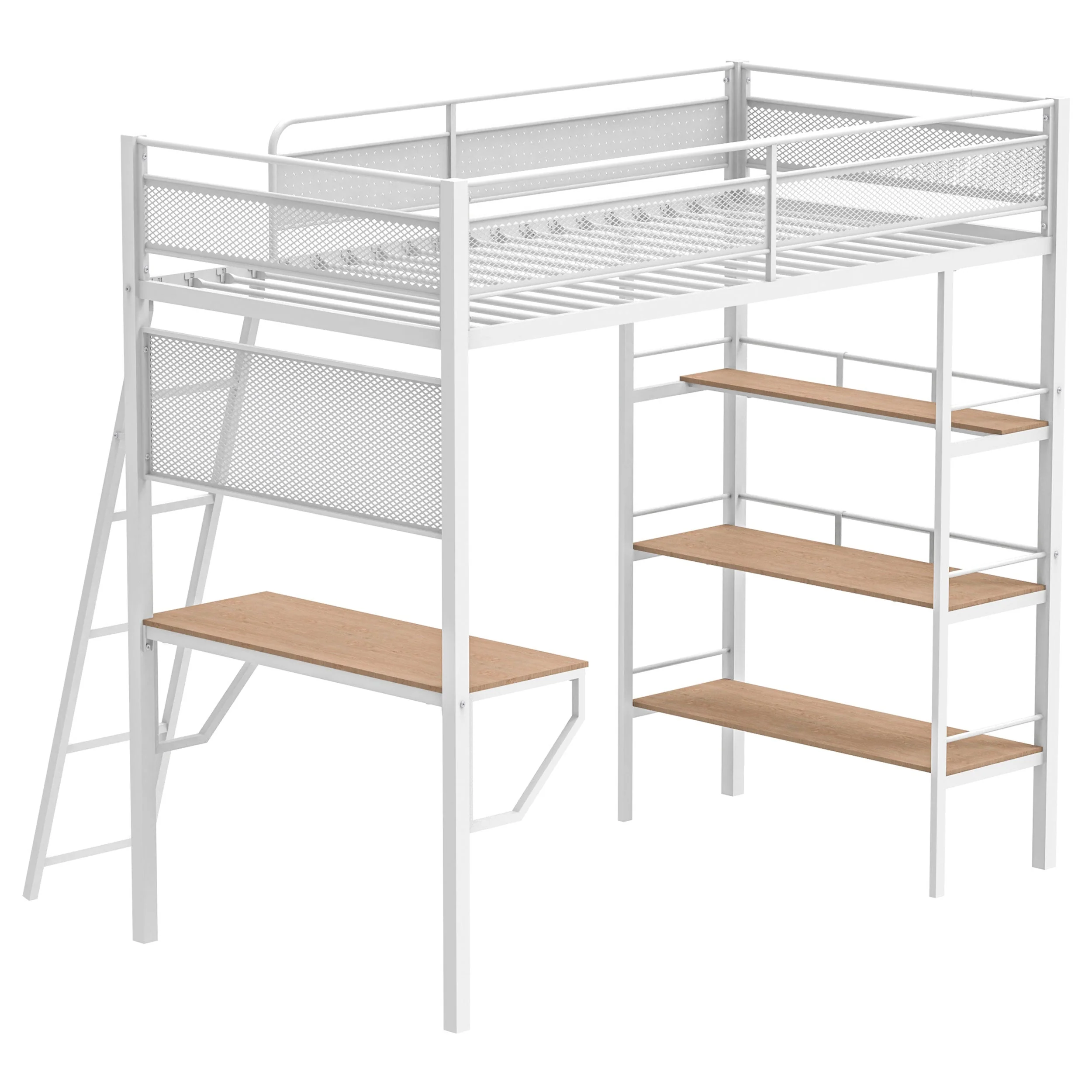 Campus 3-shelf Metal Twin Workstation Loft Bed Matte - Image 16