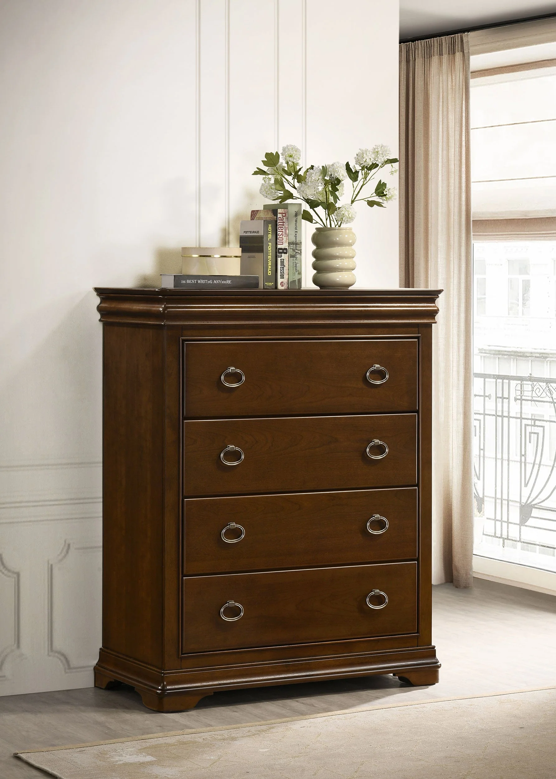 Garland 4-drawer Bedroom Chest of Drawers Brown Cherry - Image 3