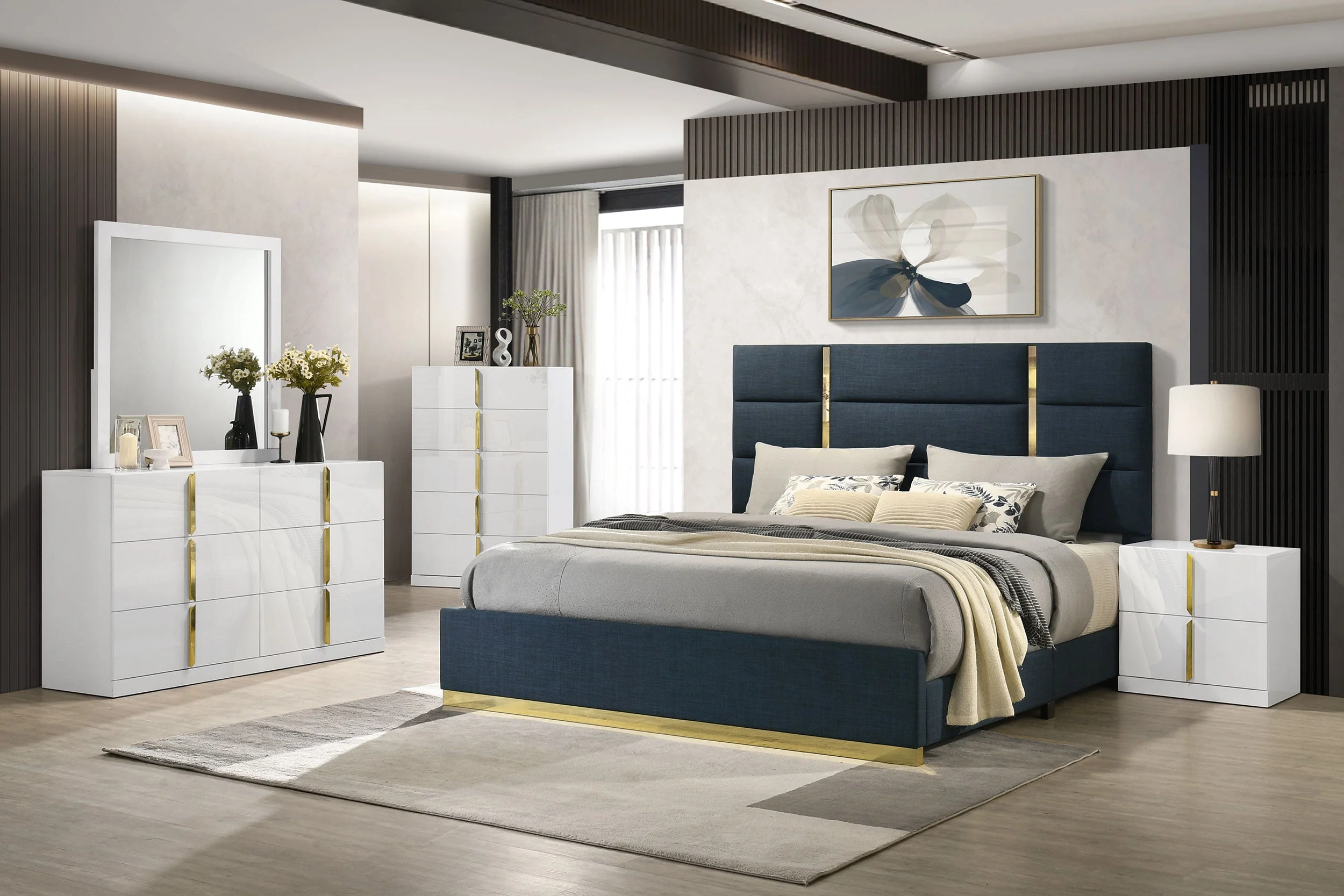 Ines 5-drawer Bedroom Chest of Drawers White High Gloss - Image 12