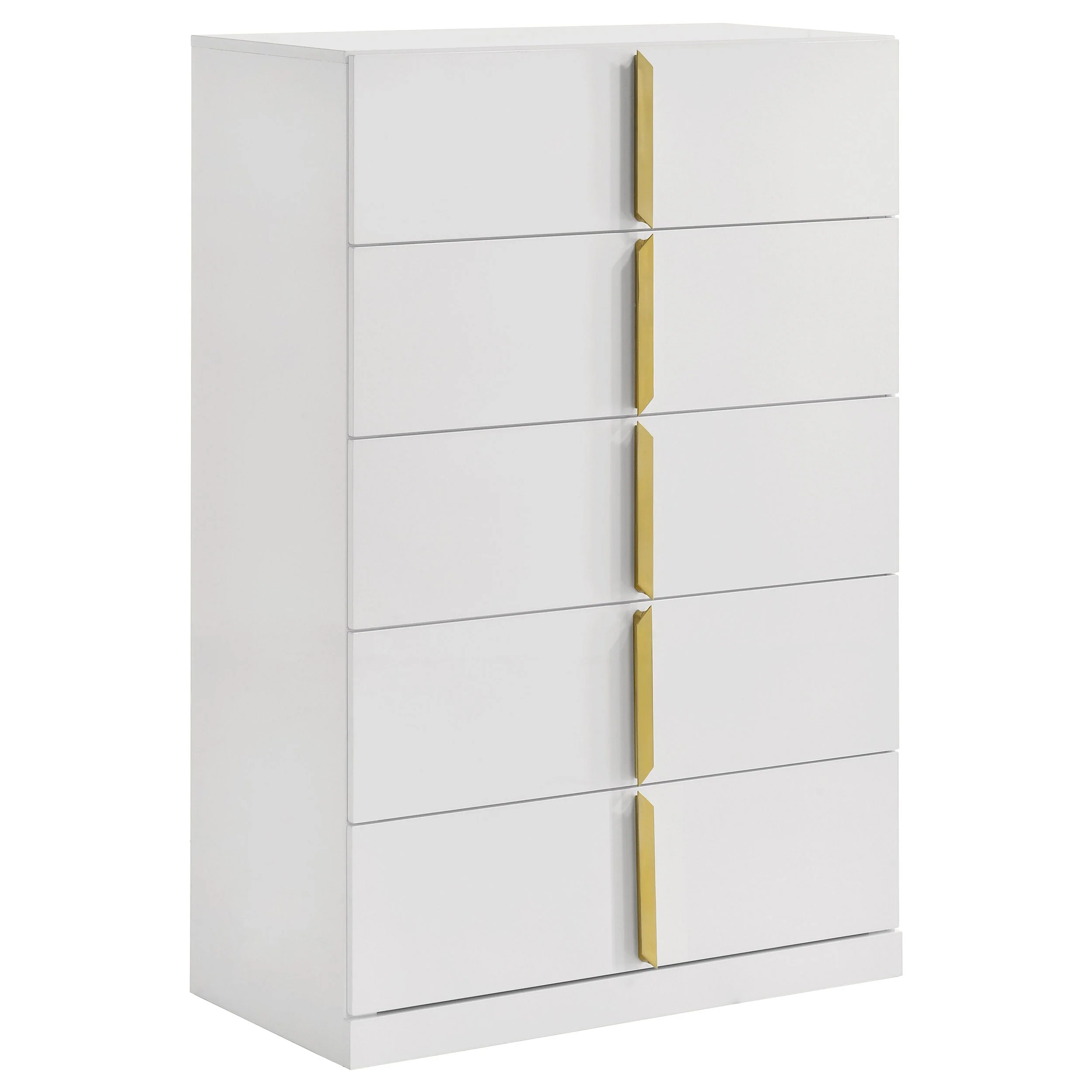 Ines 5-drawer Bedroom Chest of Drawers White High Gloss - Image 2