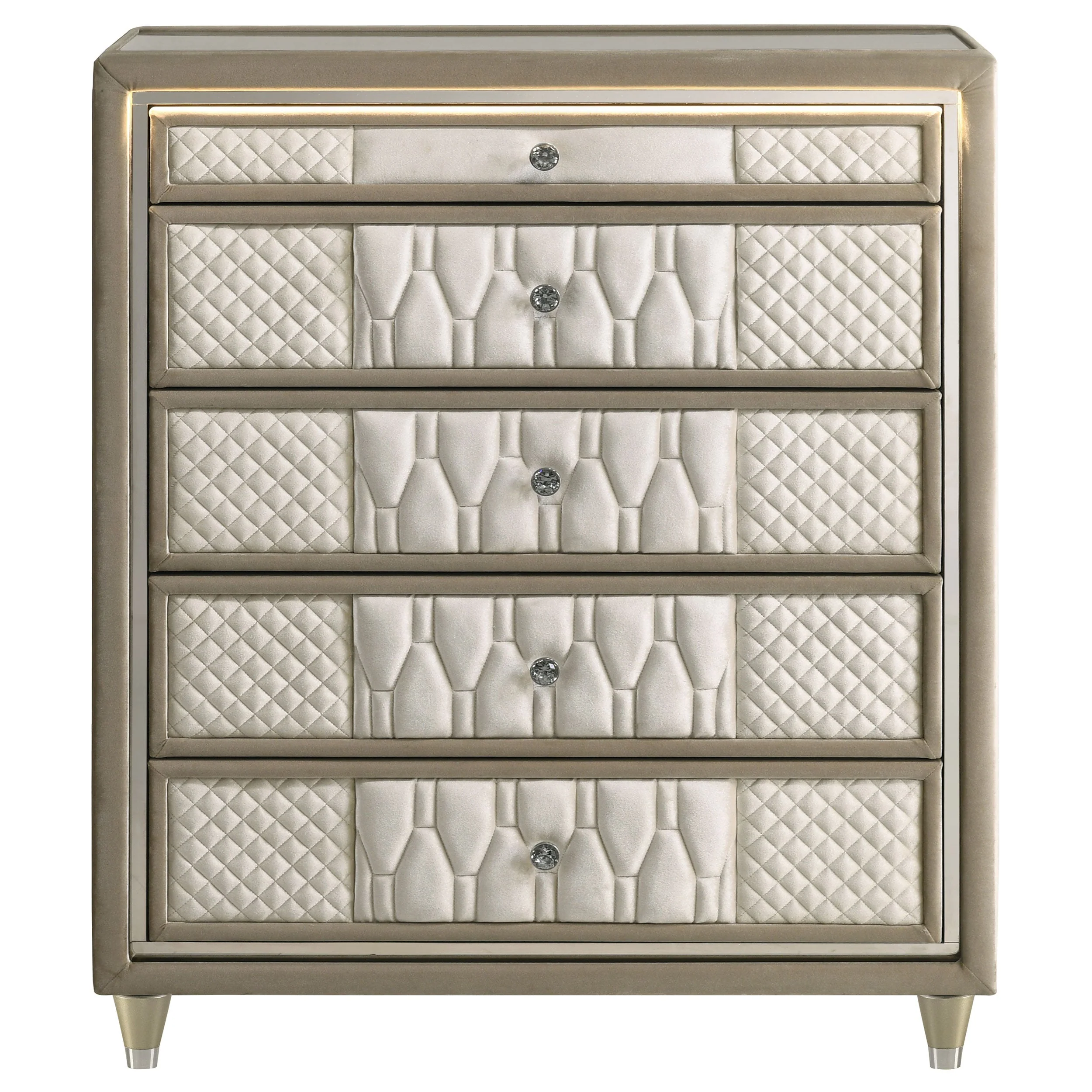 Lorient 5-drawer LED Chest of Drawers Ivory and Camel - Image 4