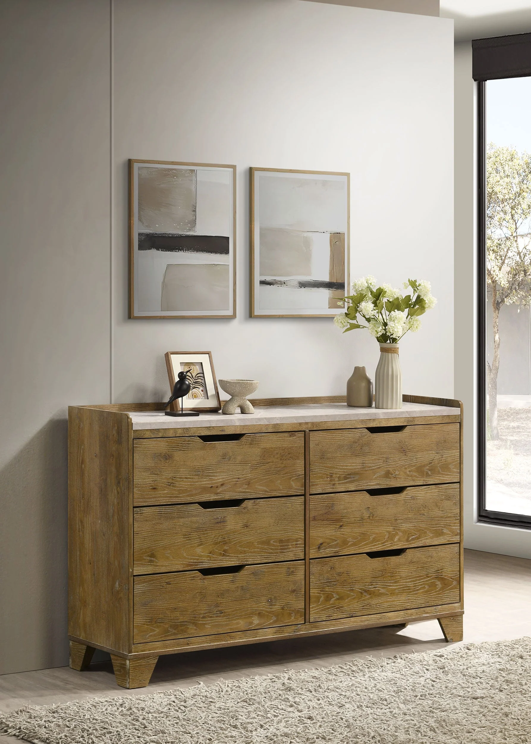 Henderson 6-drawer Bedroom Dresser Cabinet Medium Oak - Image 3