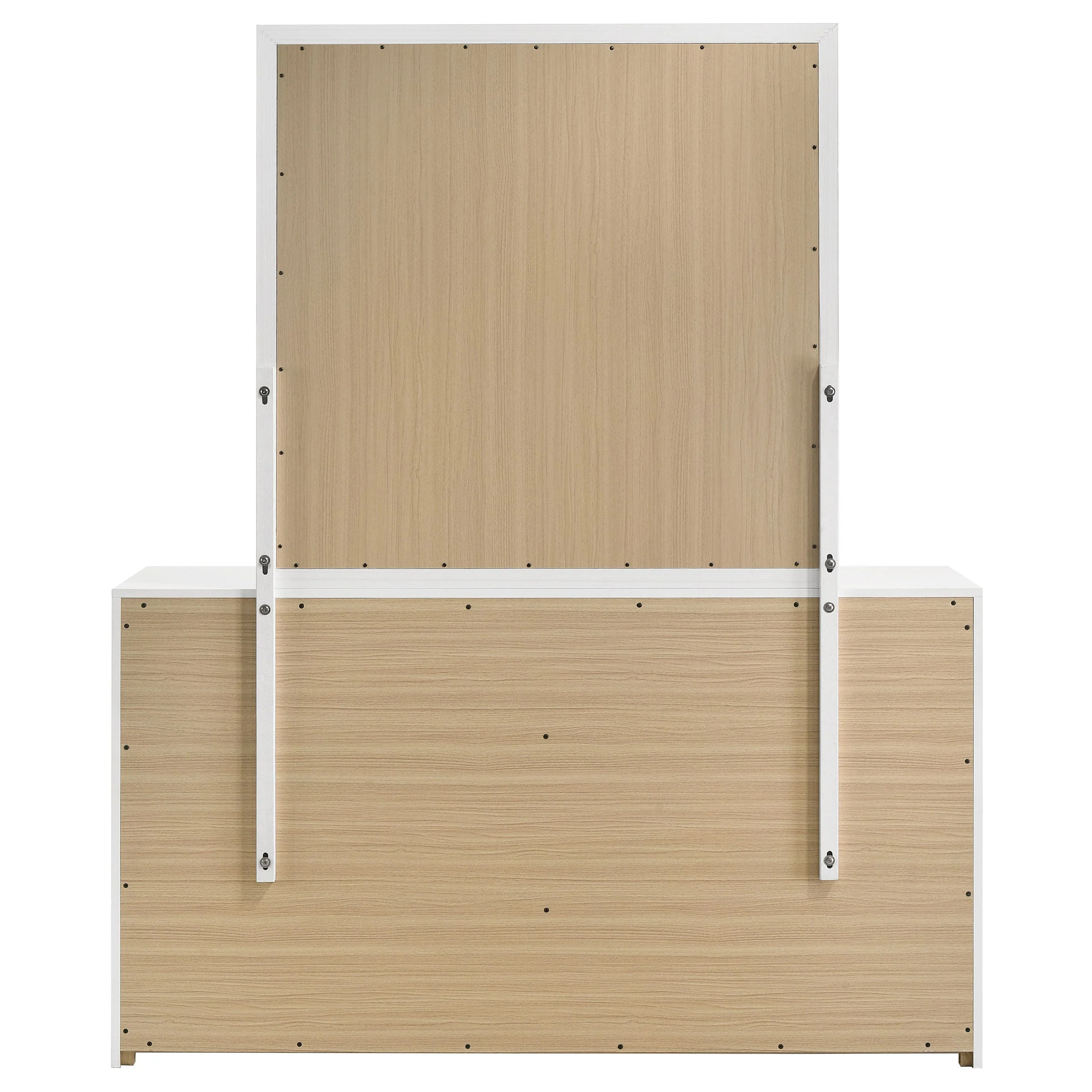 Ines 6-drawer Bedroom Dresser with Mirror White High Gloss - Image 6