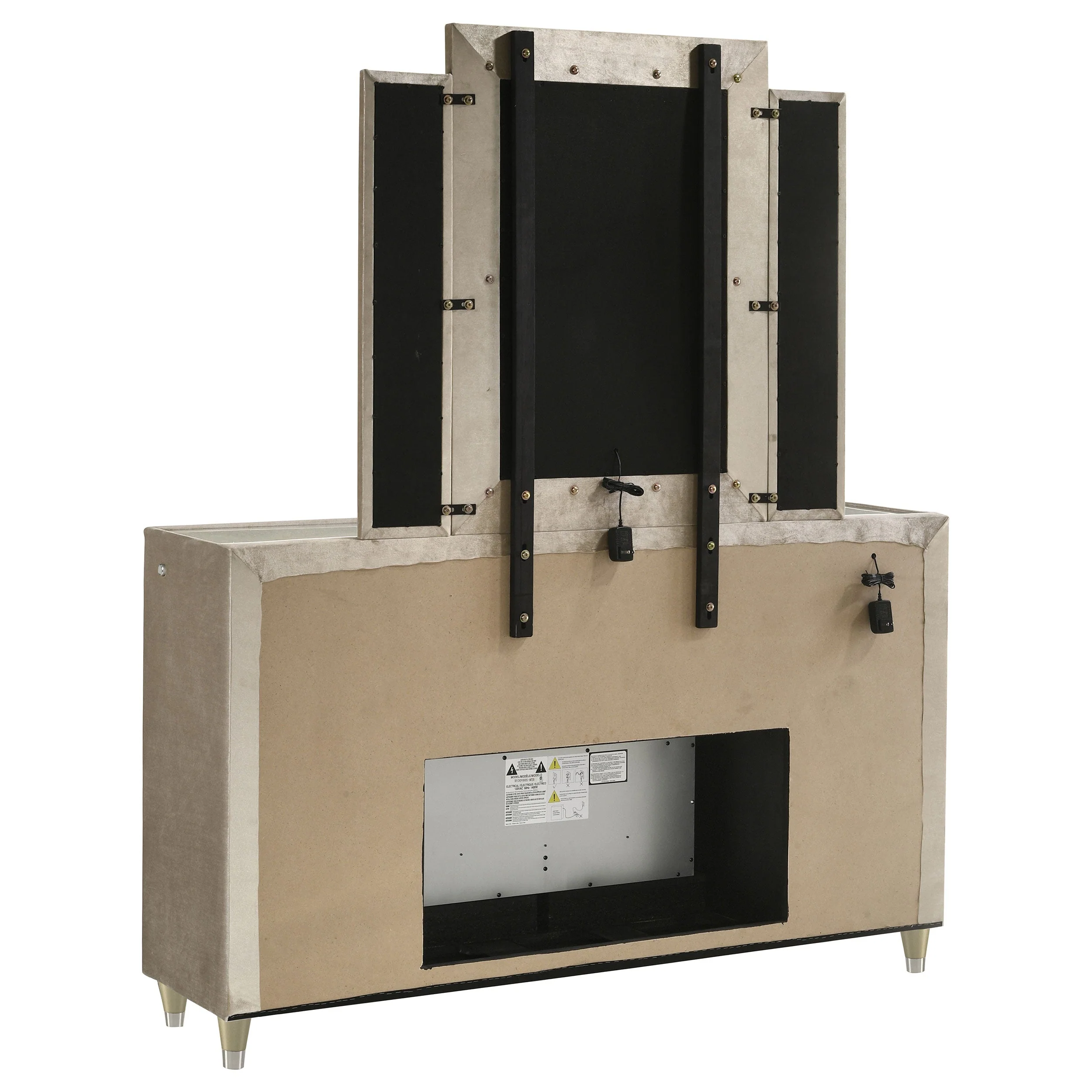 Lorient 8-drawer LED Flame Box Dresser and Mirror Ivory Camel - Image 7
