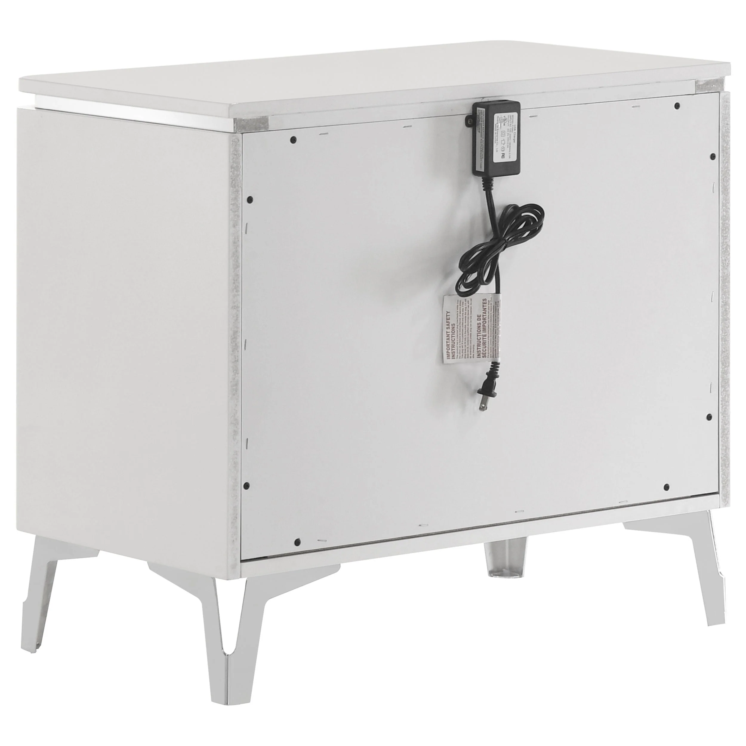 Cassia 2-drawer Nightstand Bedside Table White High Gloss - Image 5
