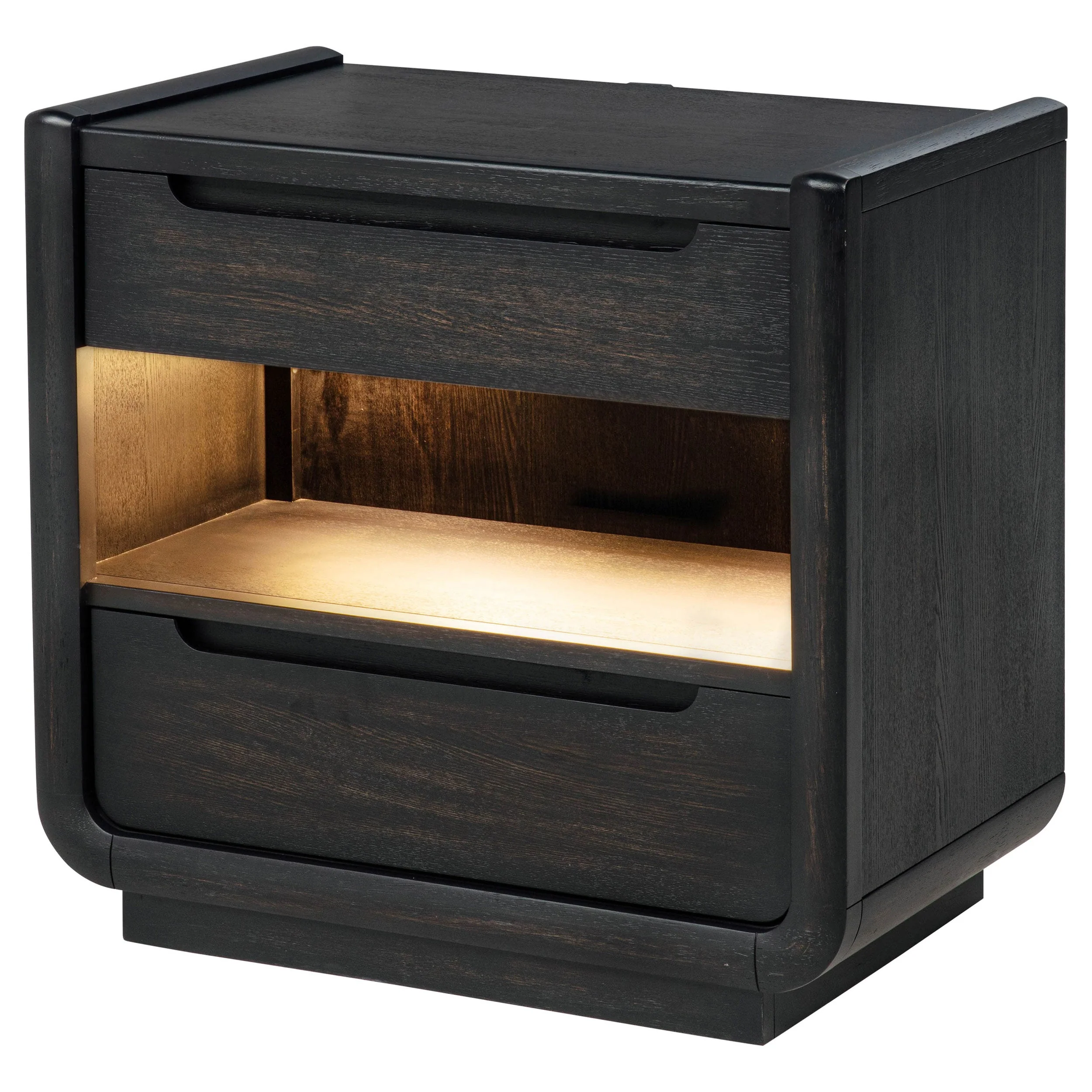 Leandro 2-drawer LED Nightstand with USB Burnished Black - Image 5