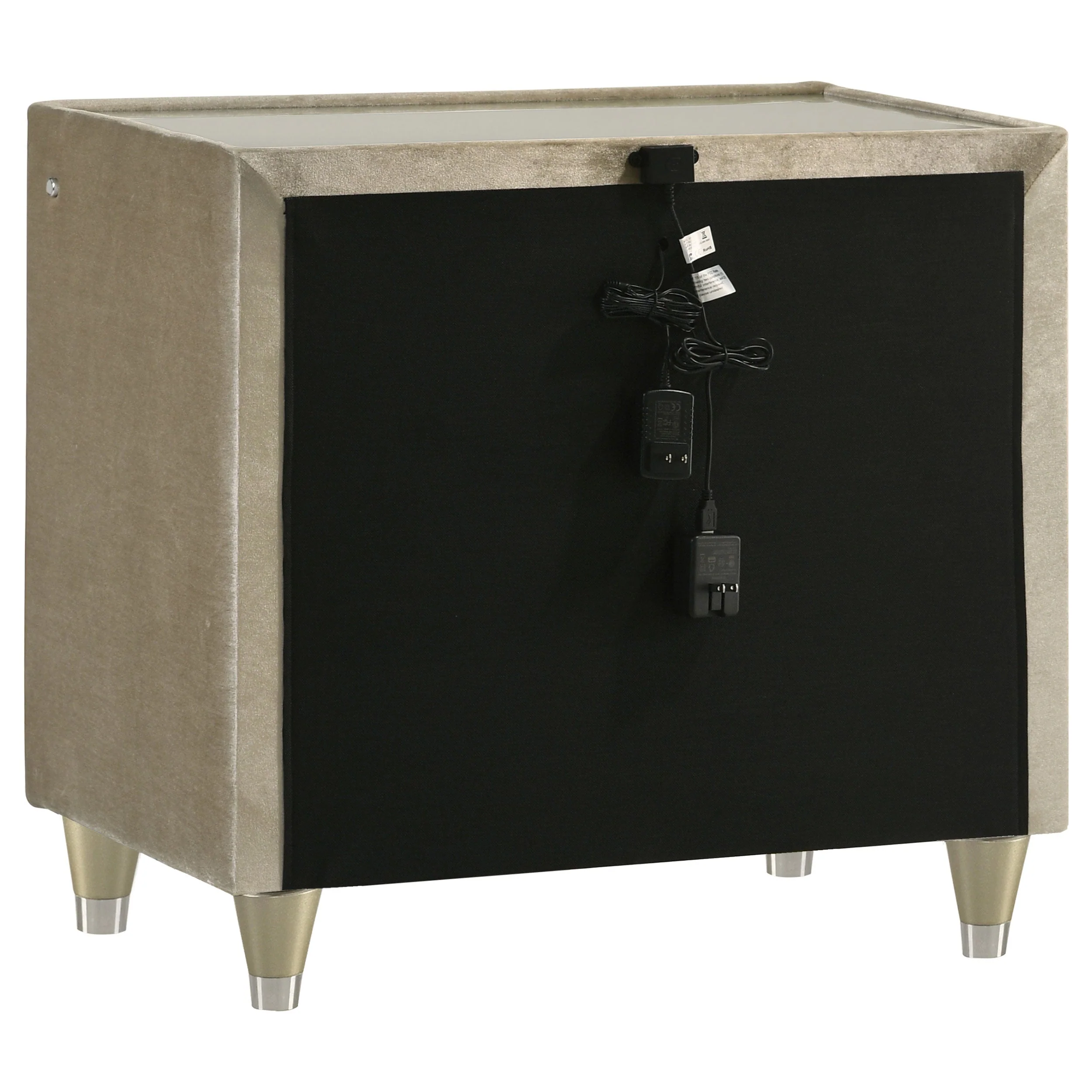 Lorient 2-drawer LED Nightstand with USB Ivory and Camel - Image 7