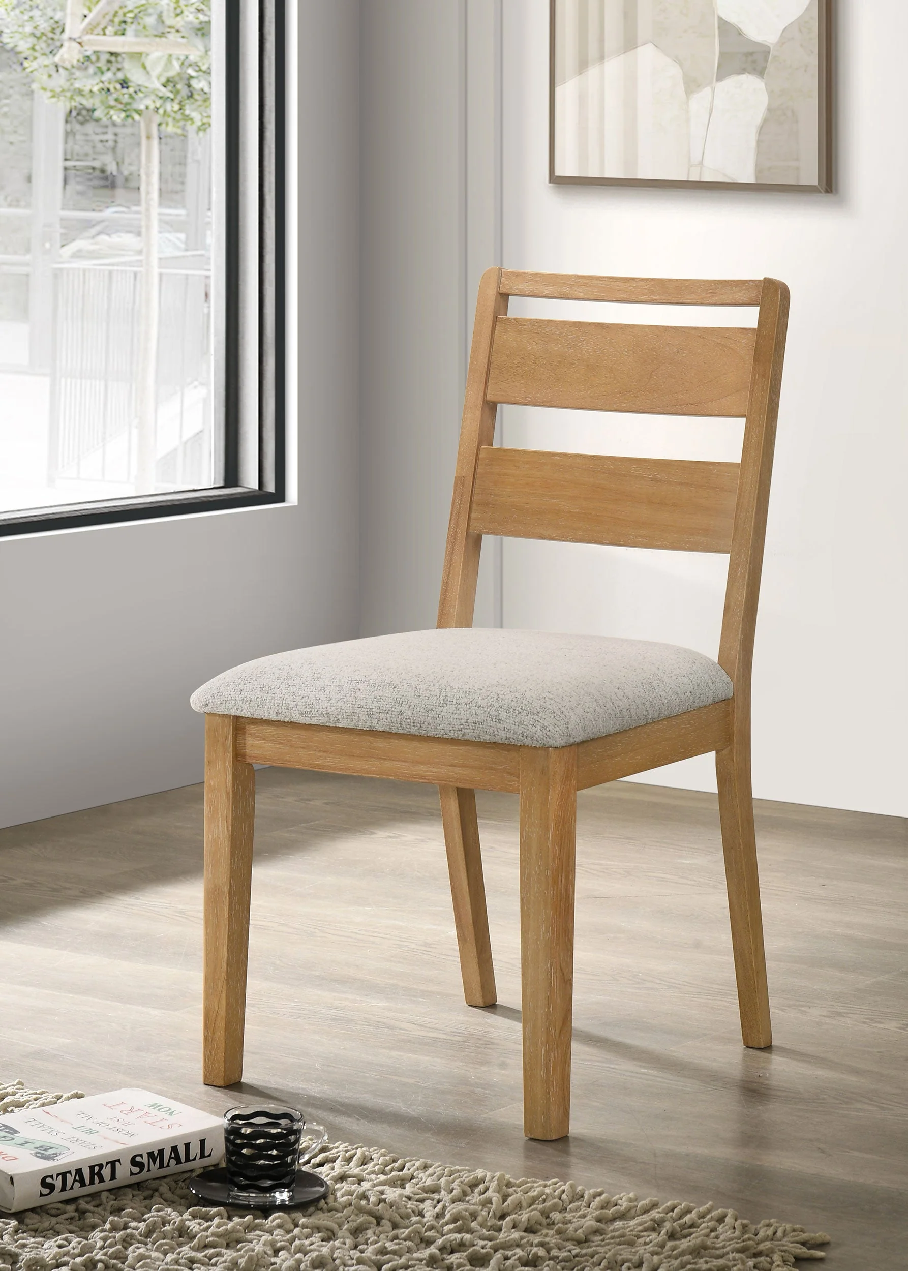 Duncan Ladder Back Dining Side Chair Washed Oak (Set of 2) - Image 3
