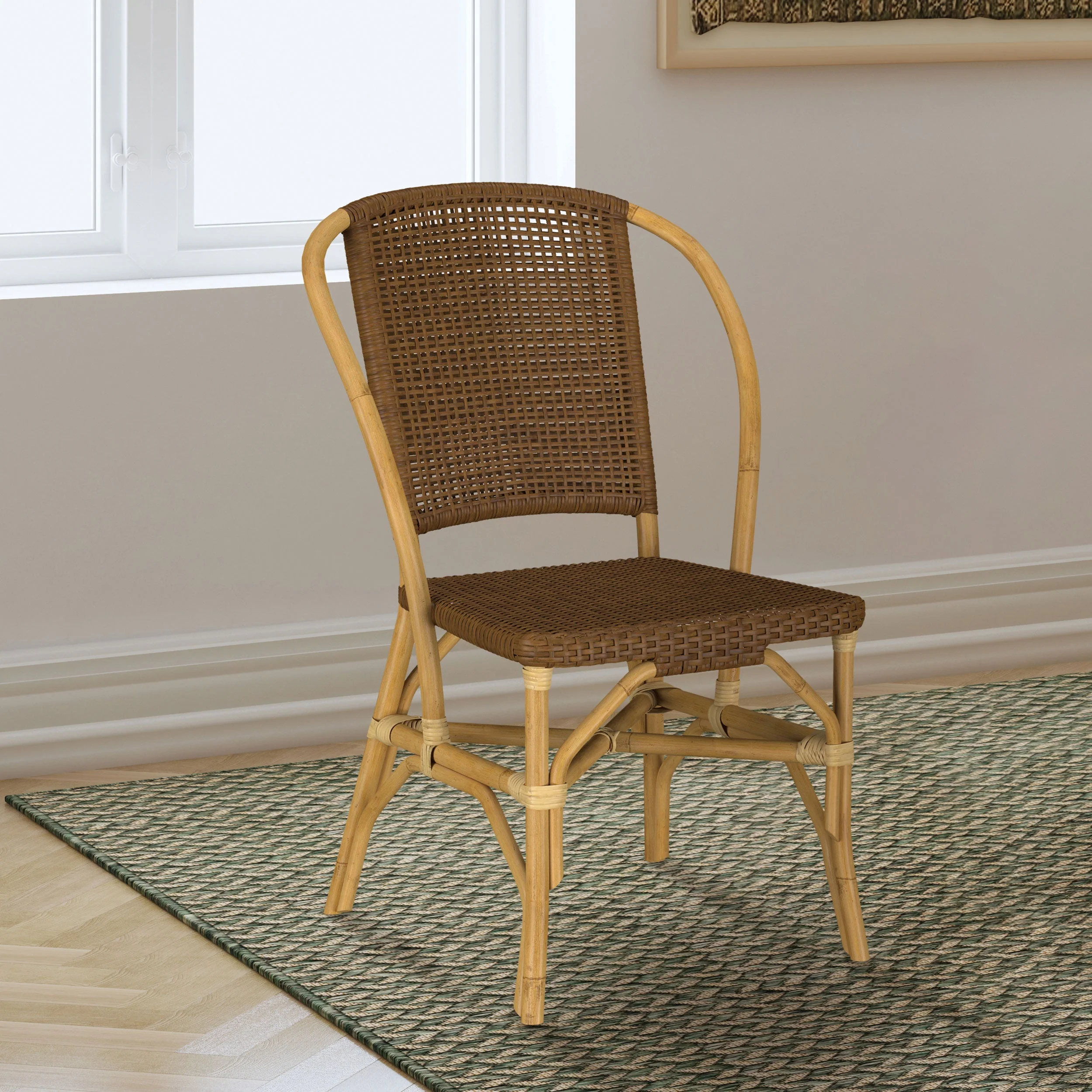 Lexley Woven Rattan Dining Side Chair Brown (Set of 2) - Image 3