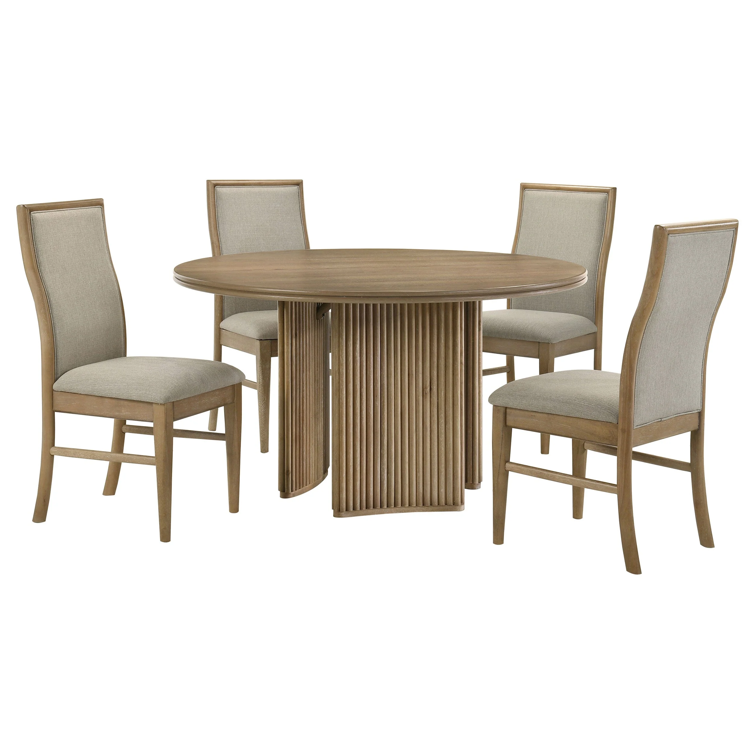 Adina 5-piece Round Dining Table Set Distressed Light Brown - Image 3