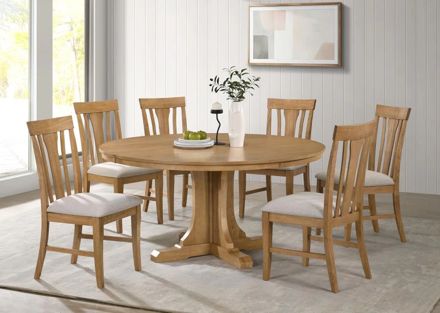 Hartville Round Dining Table Set Natural Light Brown - Image 2