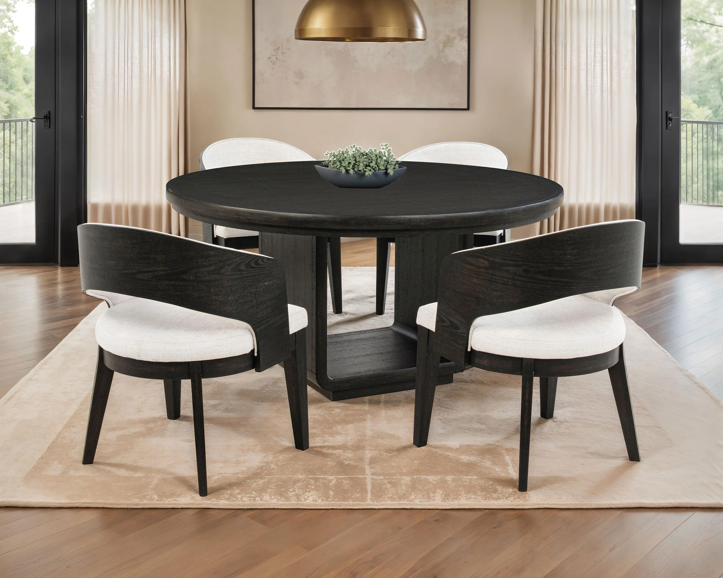 Leandro Round Dining Table Set Burnished - Image 3