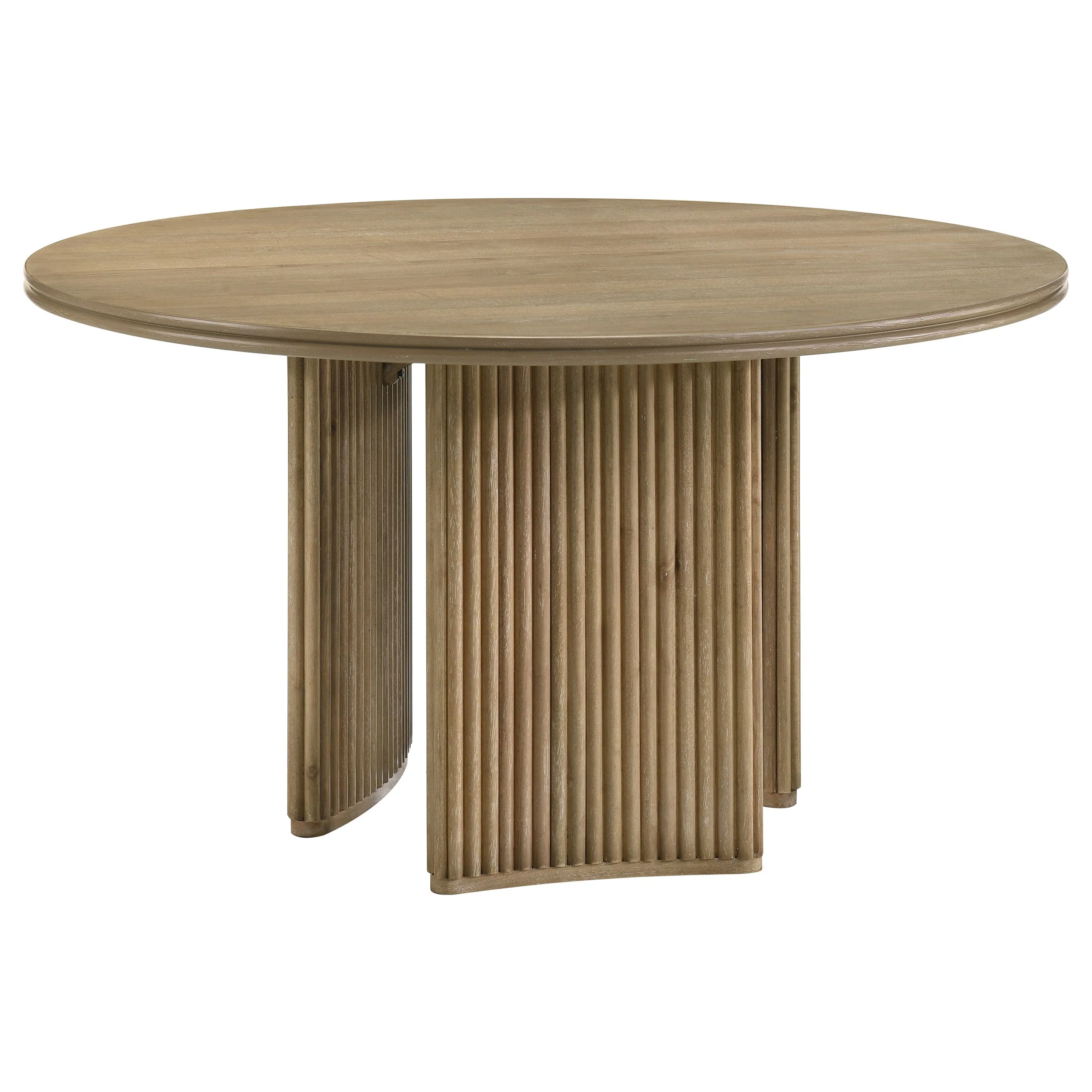 Adina 53-inch Round Wood Dining Table Distressed Light Brown - Image 2