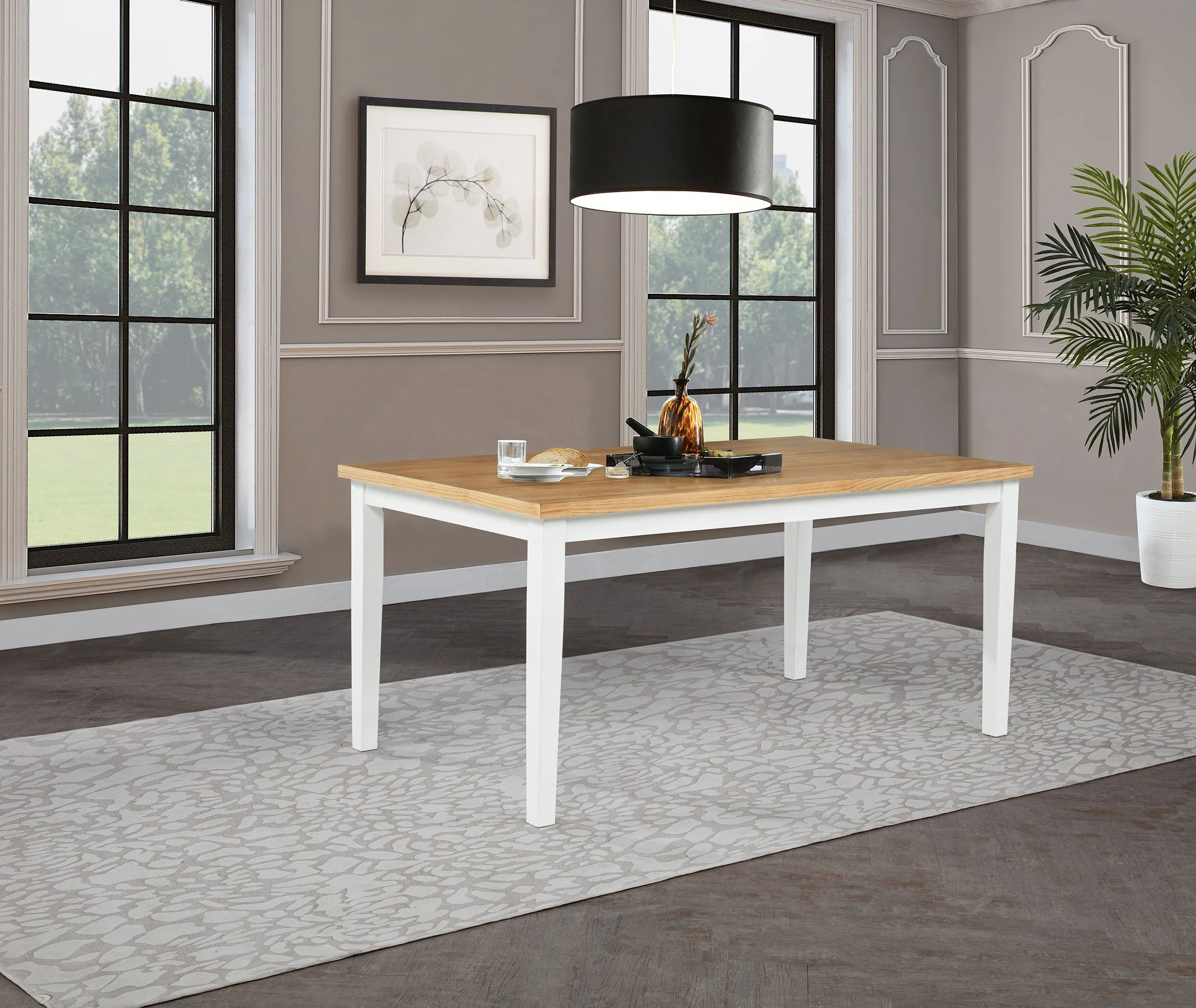 Andrews 66-inch Rectangular Dining Table Light Ash and White - Image 3