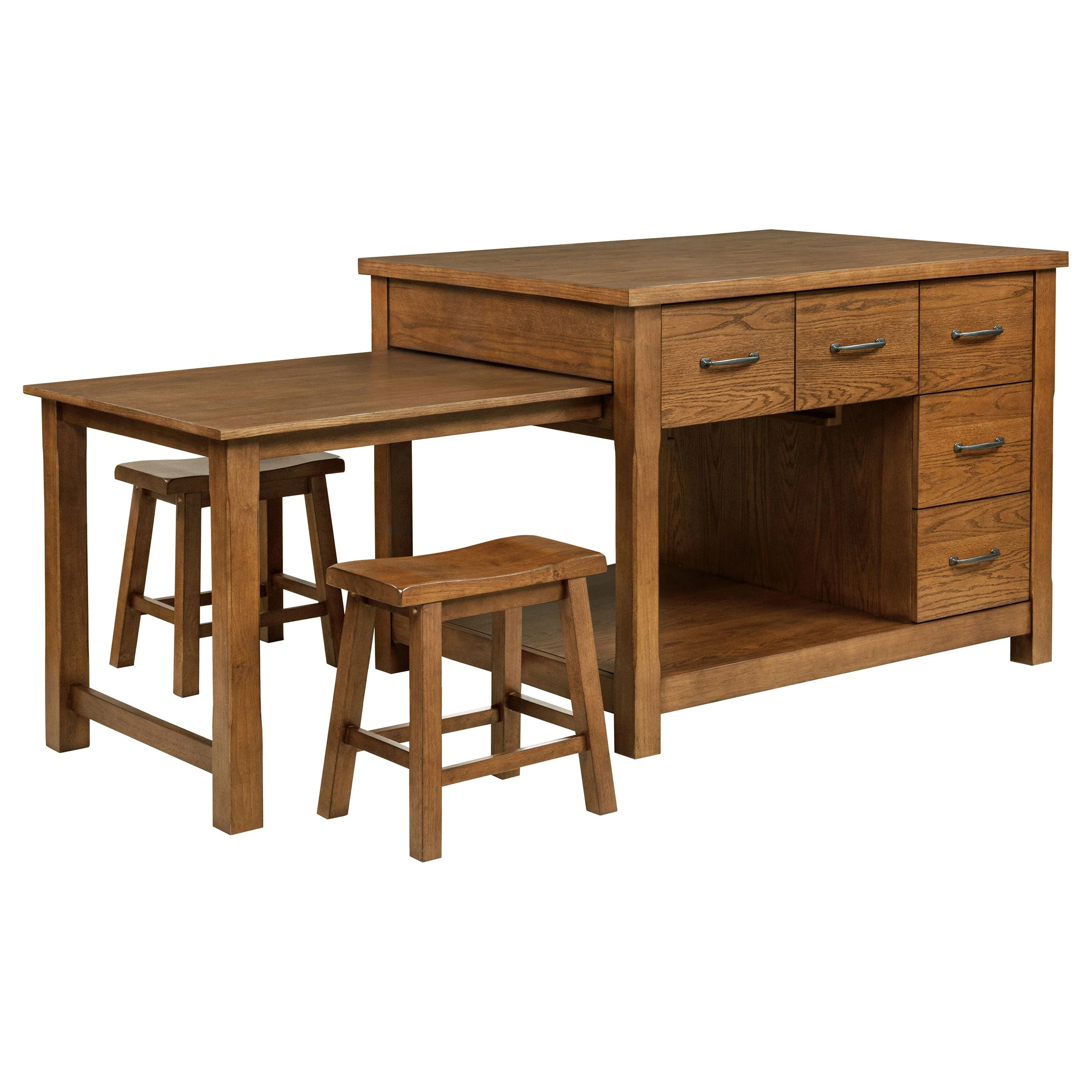 Mayfair 3-piece Kitchen Island with Extension Table Dark Oak - Image 2