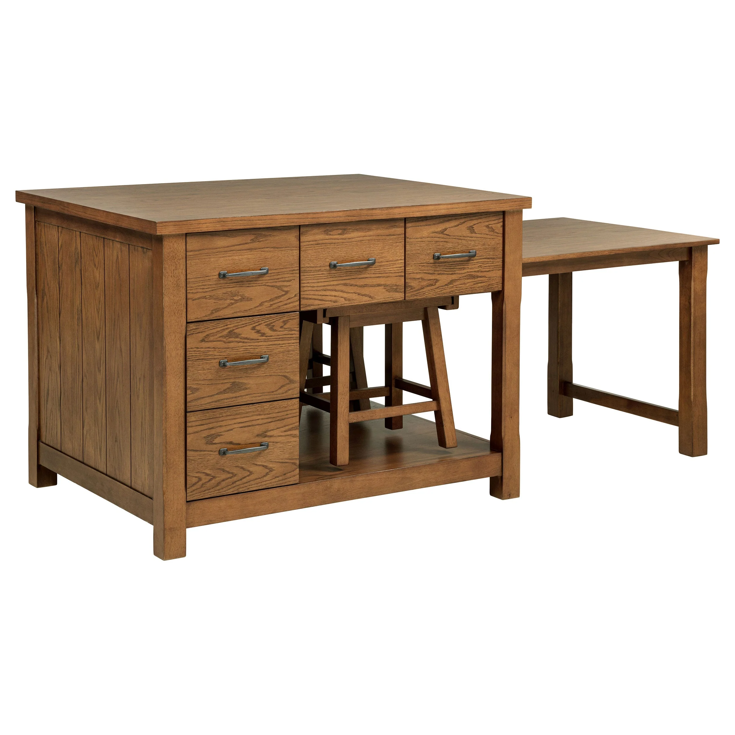 Mayfair 3-piece Kitchen Island with Extension Table Dark Oak - Image 4