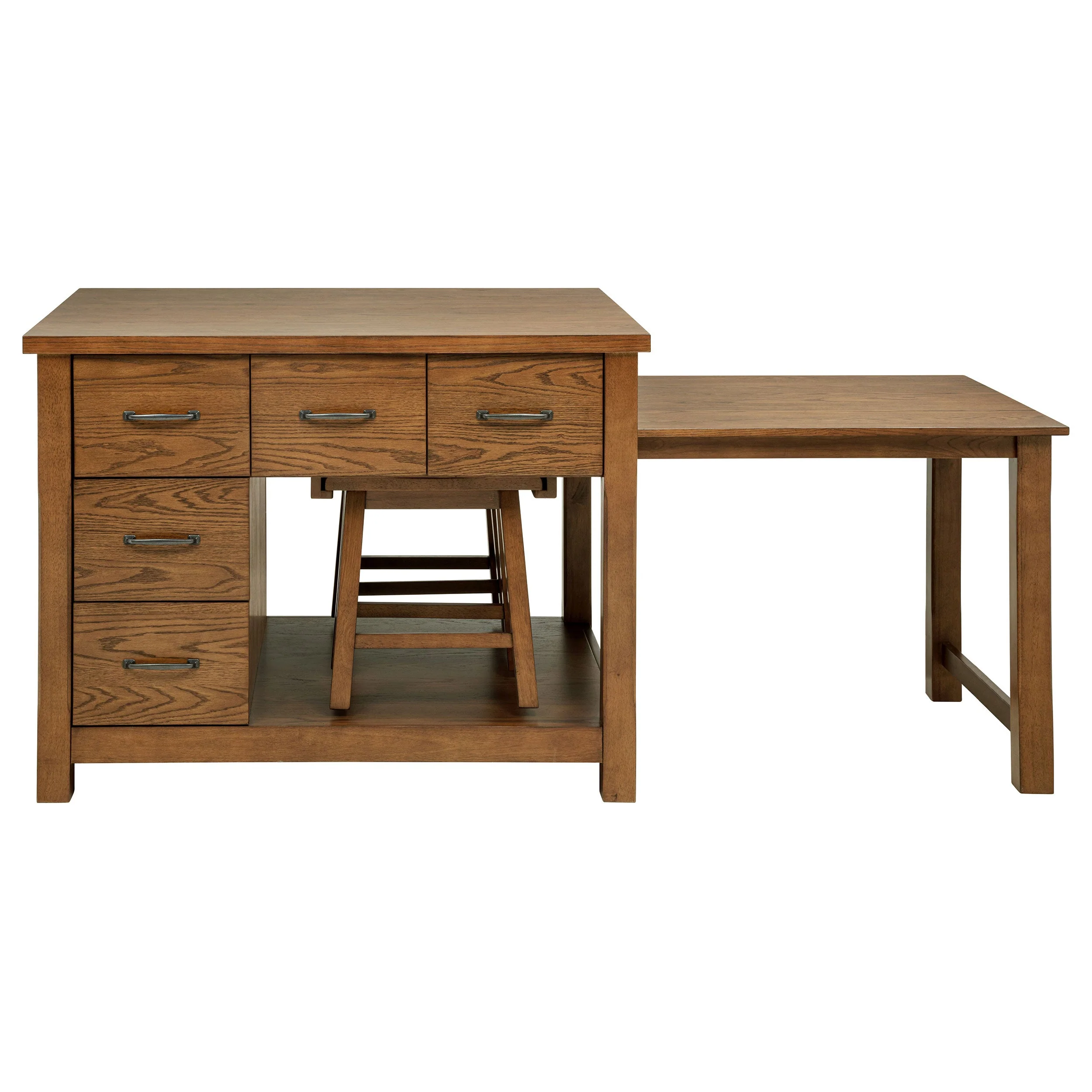 Mayfair 3-piece Kitchen Island with Extension Table Dark Oak - Image 6