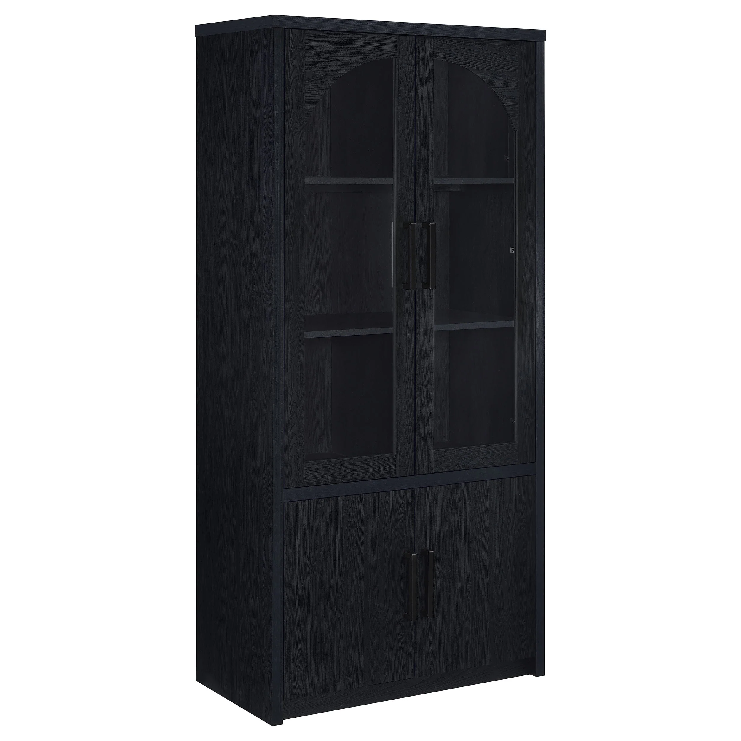 Riva 4-door Tall Accent Display Cabinet LED Lighting Black - Image 2