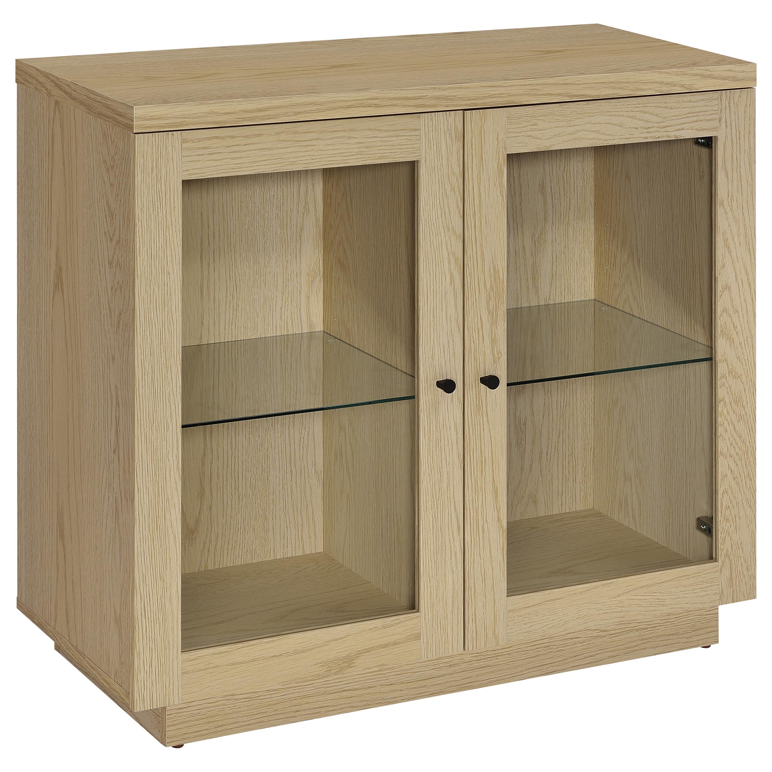 Tilbury 2-door Glass Front Accent Display Cabinet Light Oak - Image 2