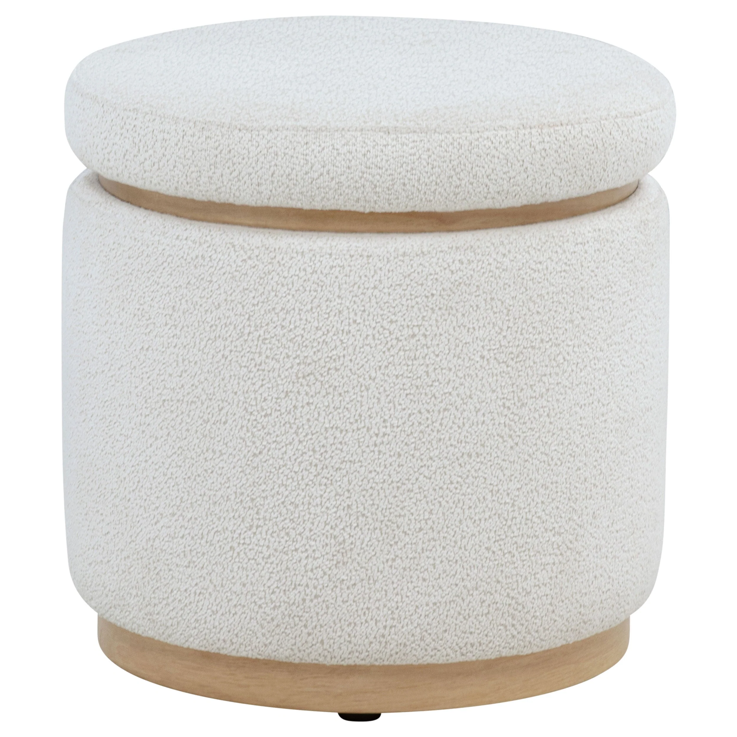 Remuda Boucle Upholstered Round Storage Ottoman Ivory - Image 2