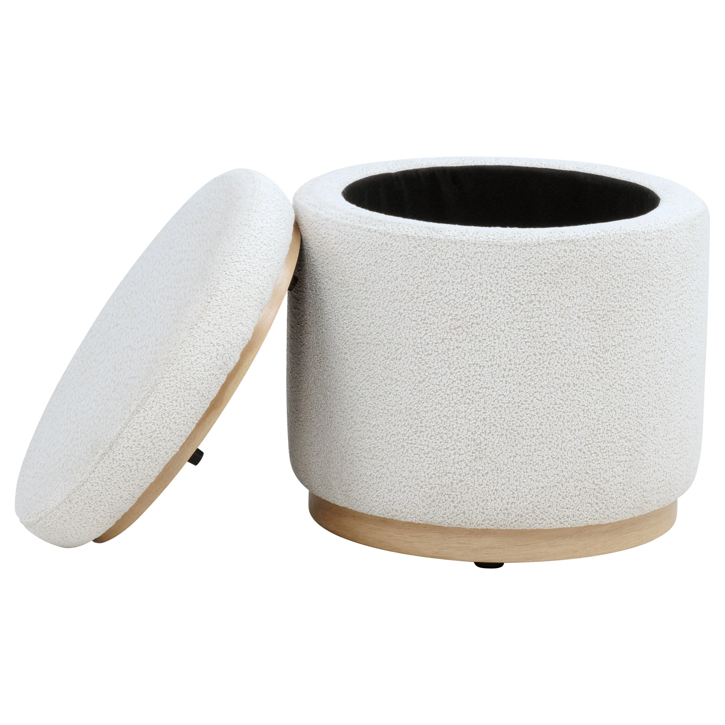 Remuda Boucle Upholstered Round Storage Ottoman Ivory - Image 5