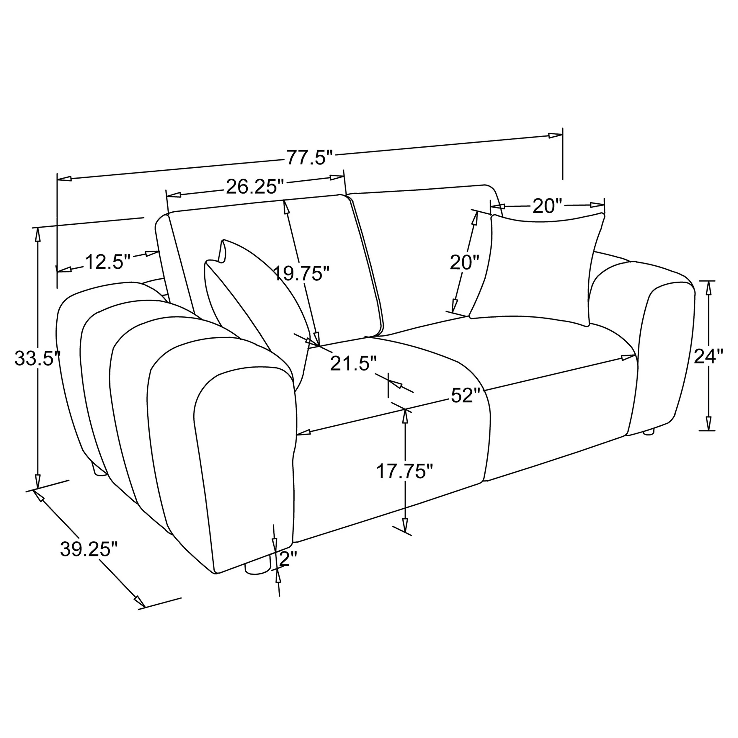 Burnett Chenille Upholstered Wide Arm Loveseat - Image 22