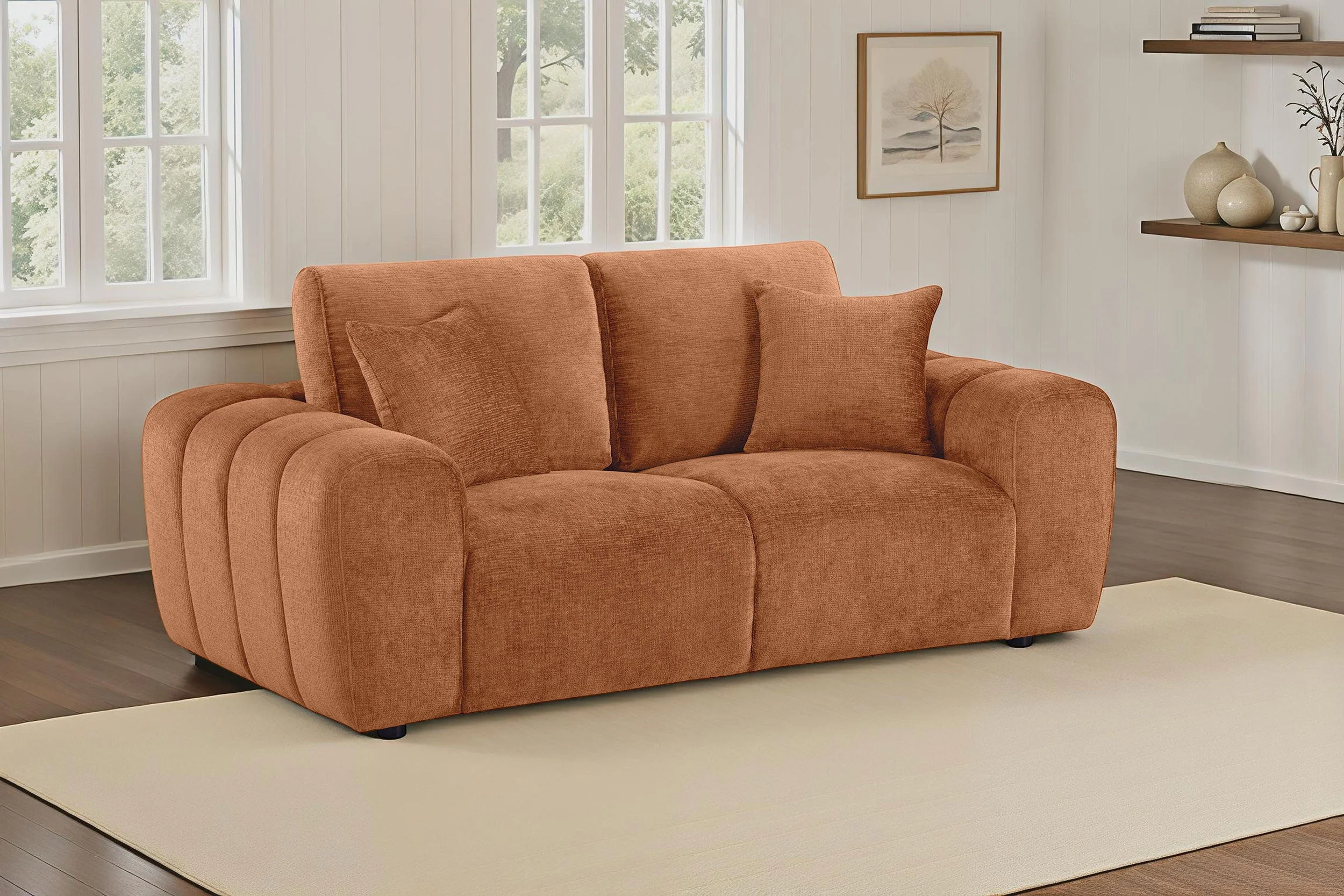Burnett Chenille Upholstered Wide Arm Loveseat - Image 5
