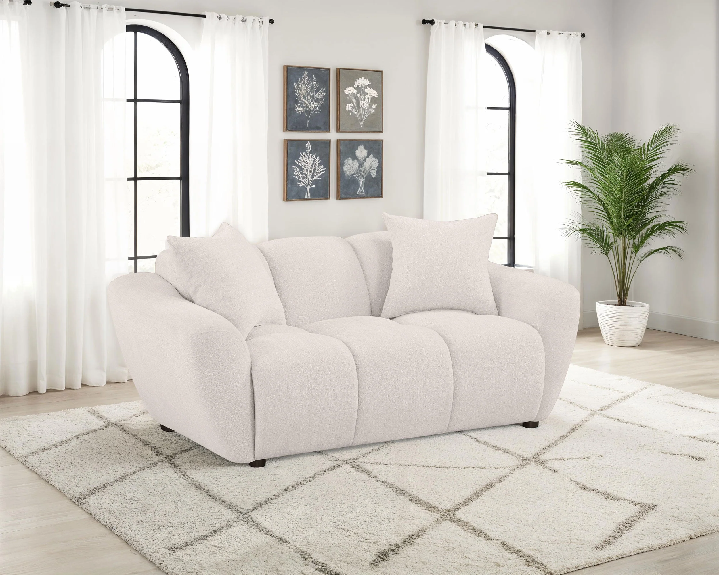 Destino Chenille Upholstered Splayed Arm Loveseat Greige - Image 3
