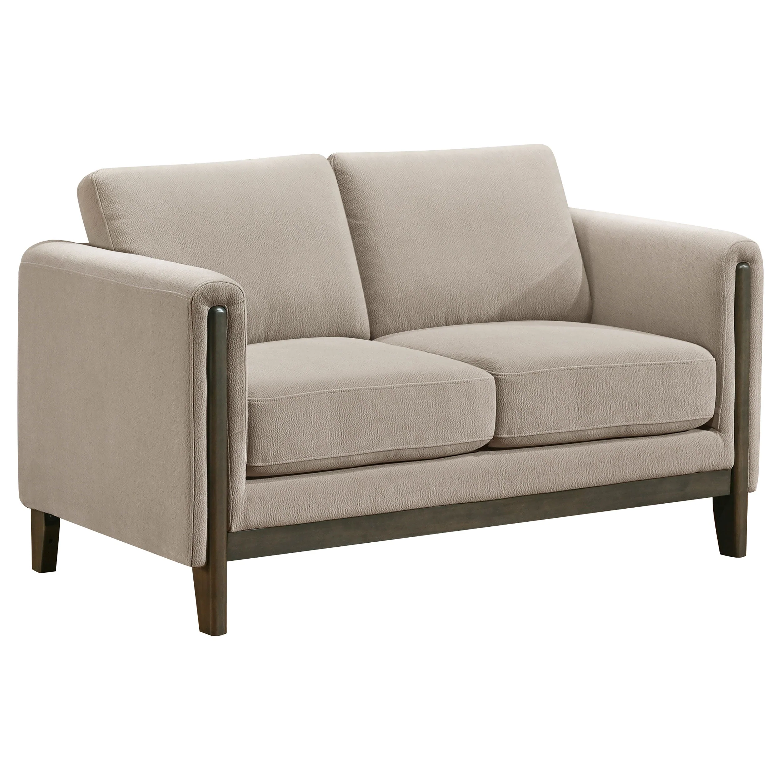 Islington Fabric Upholstered Panel Arm Loveseat Taupe - Image 2