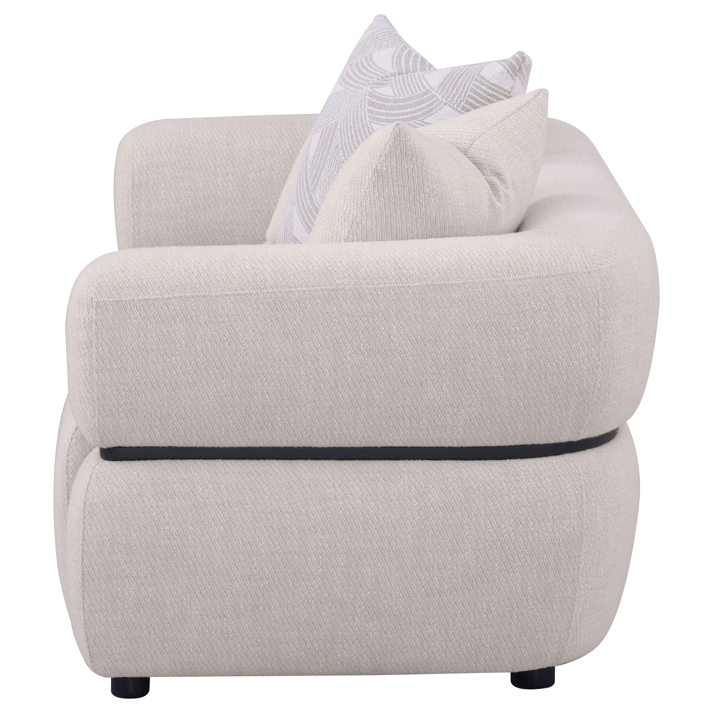 Jeanette 73-inch Fabric Upholstered Round Arm Loveseat Beige - Image 6