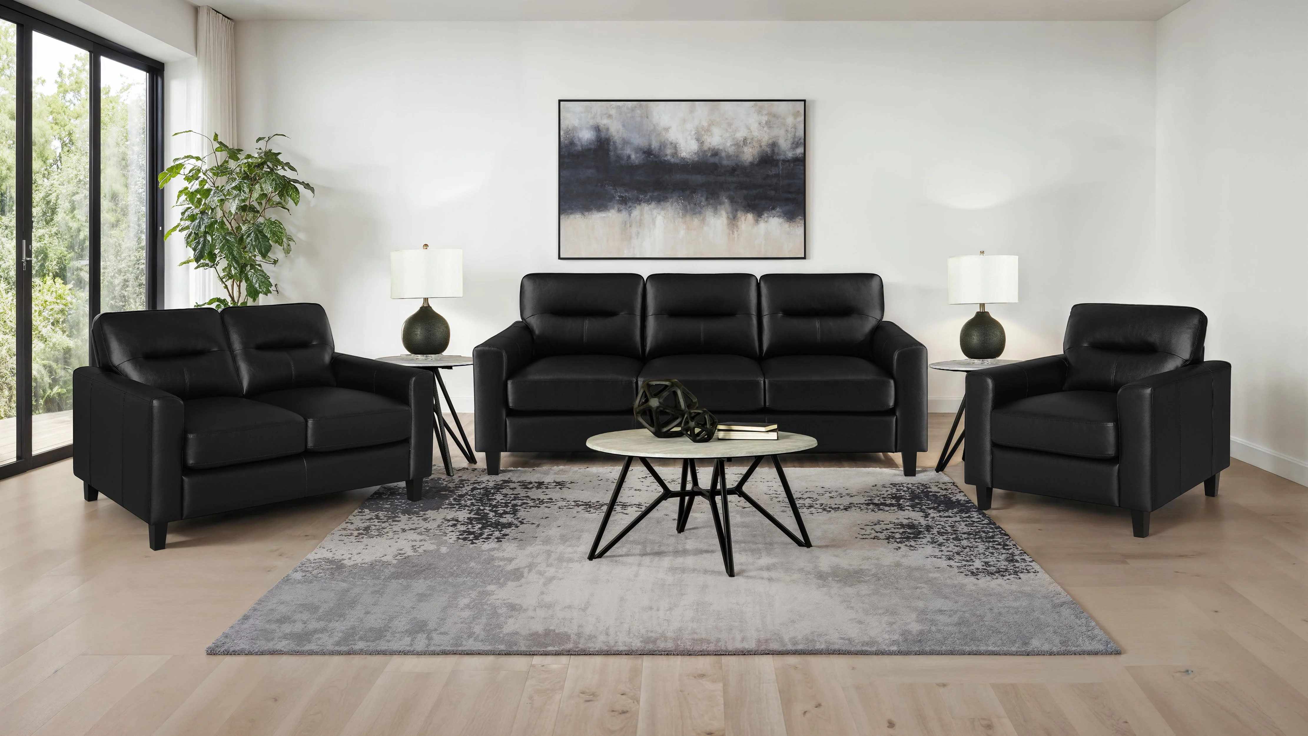 Scotland Faux Leather Upholstered Track Arm Loveseat - Image 23