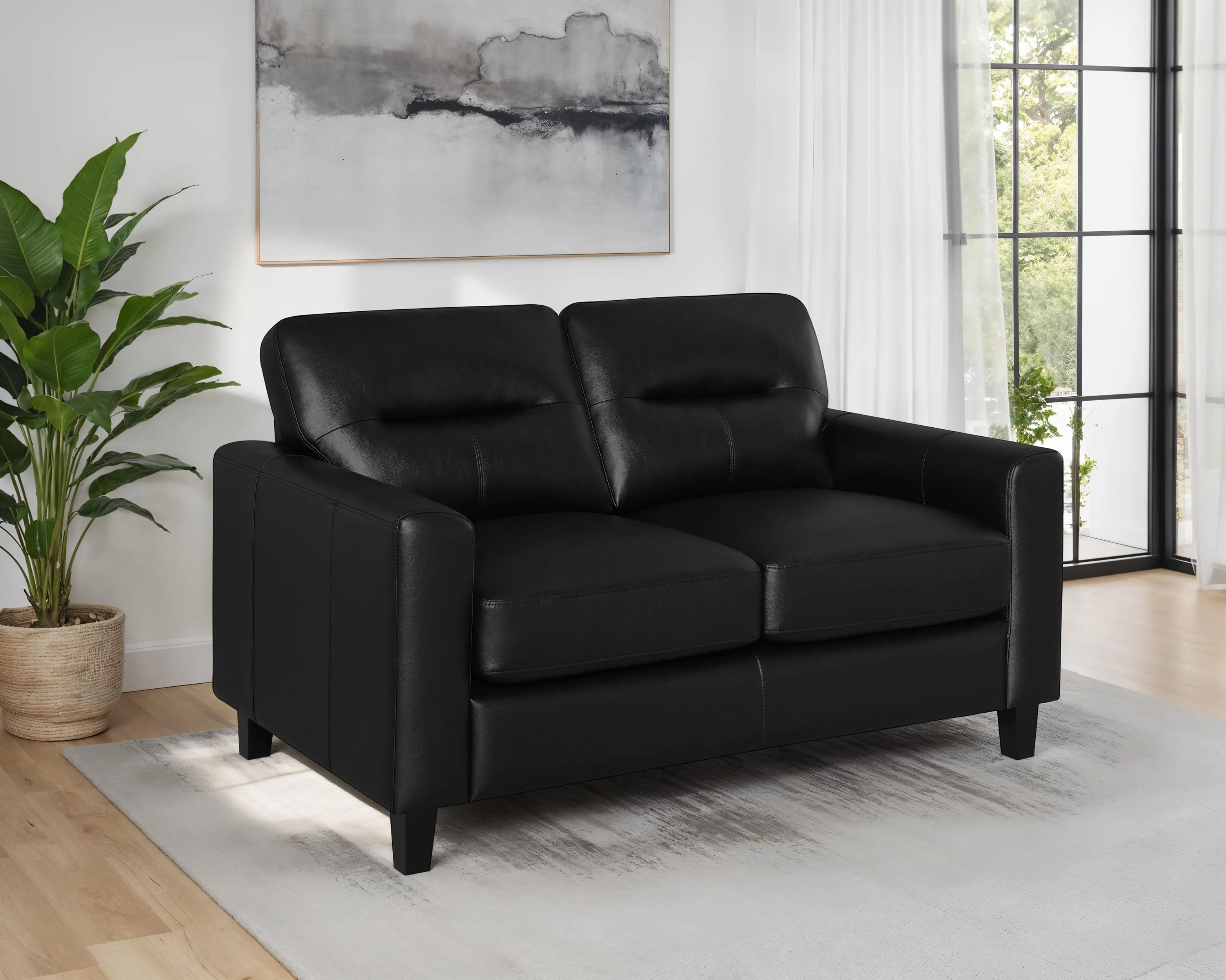 Scotland Faux Leather Upholstered Track Arm Loveseat - Image 5