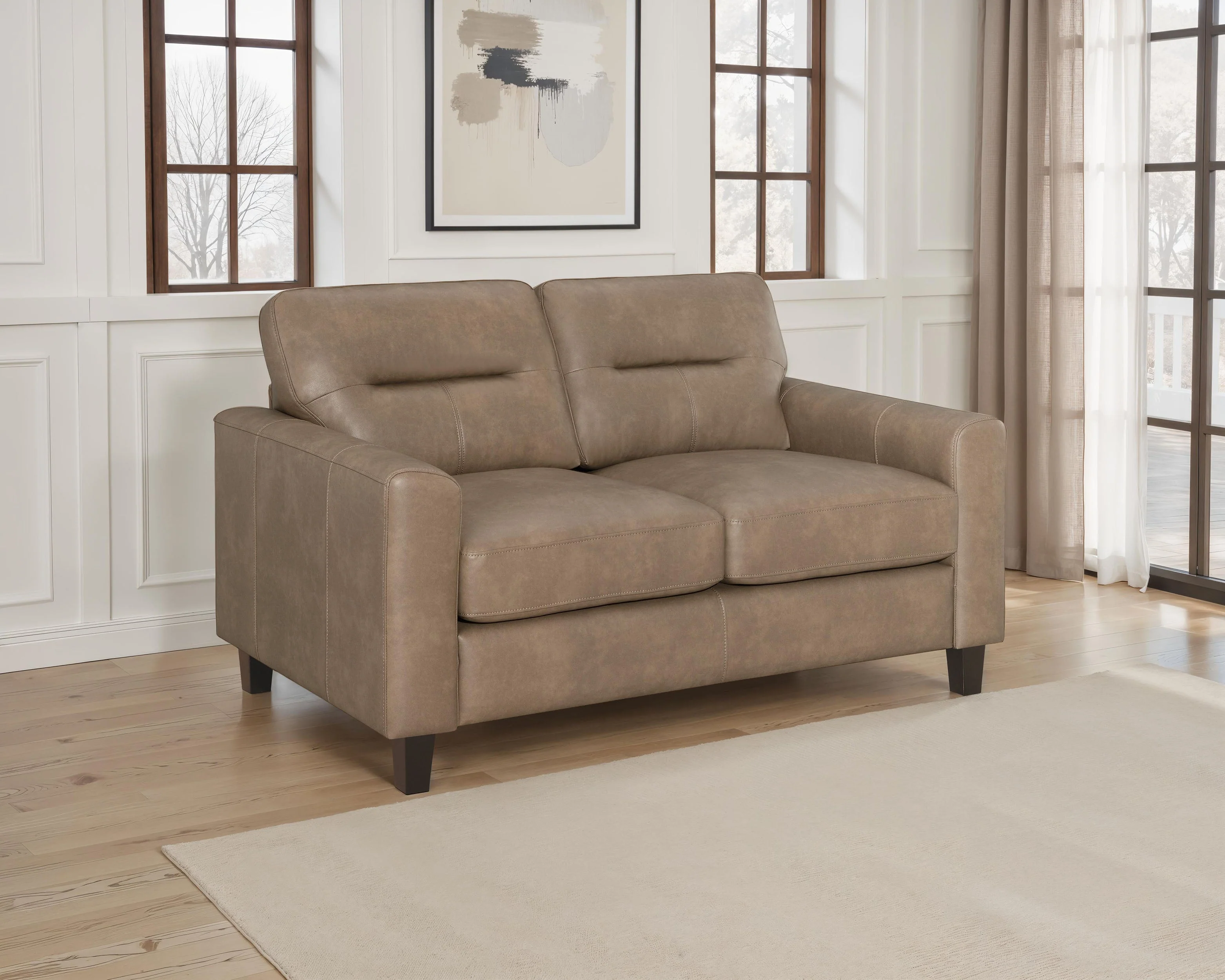 Scotland Faux Leather Upholstered Track Arm Loveseat - Image 6
