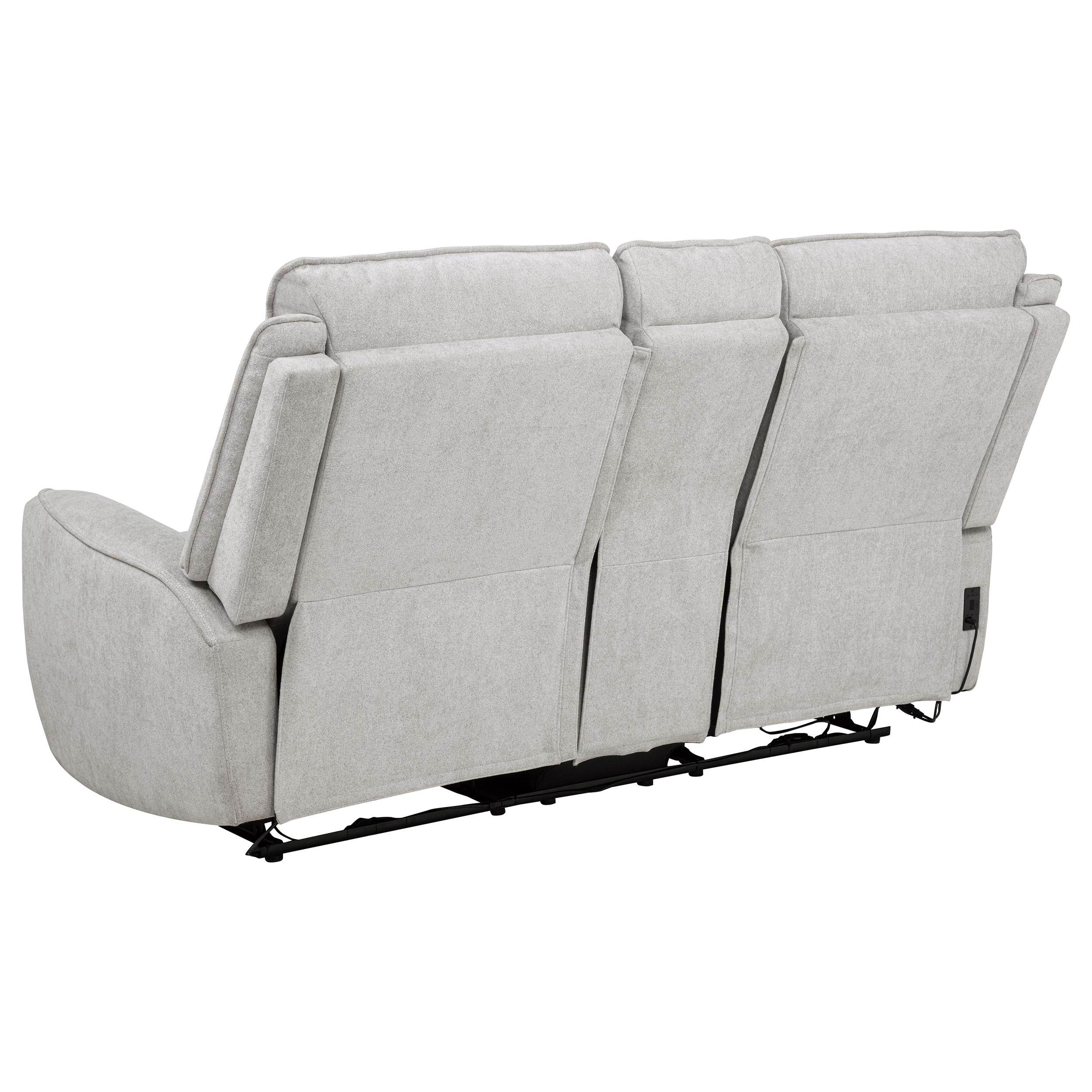 Sylmar Chenille Upholstered Power Reclining Loveseat Dove Grey - Image 9